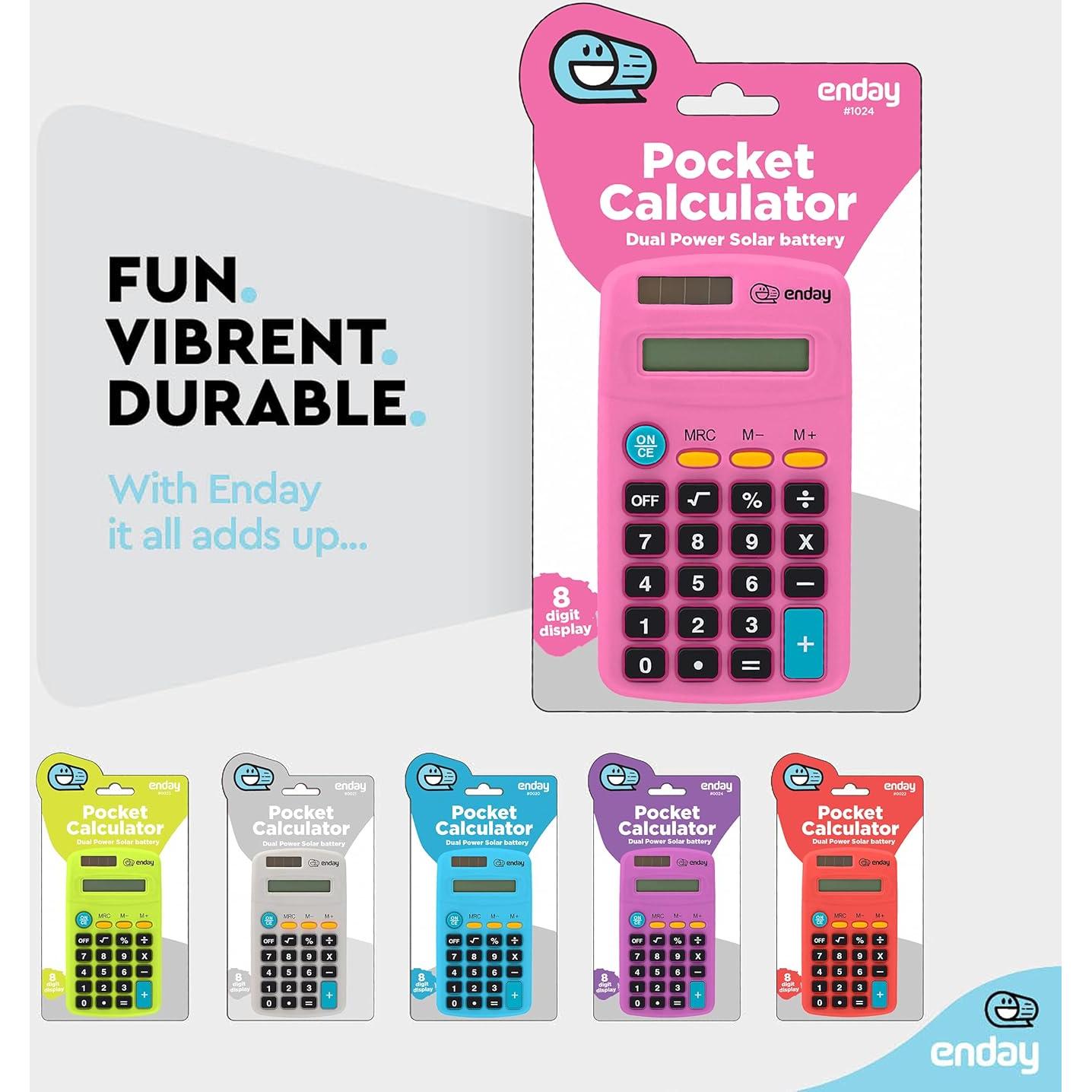 Calculadora Básica Solar Enday Rosa 8 Dígitos Portátil