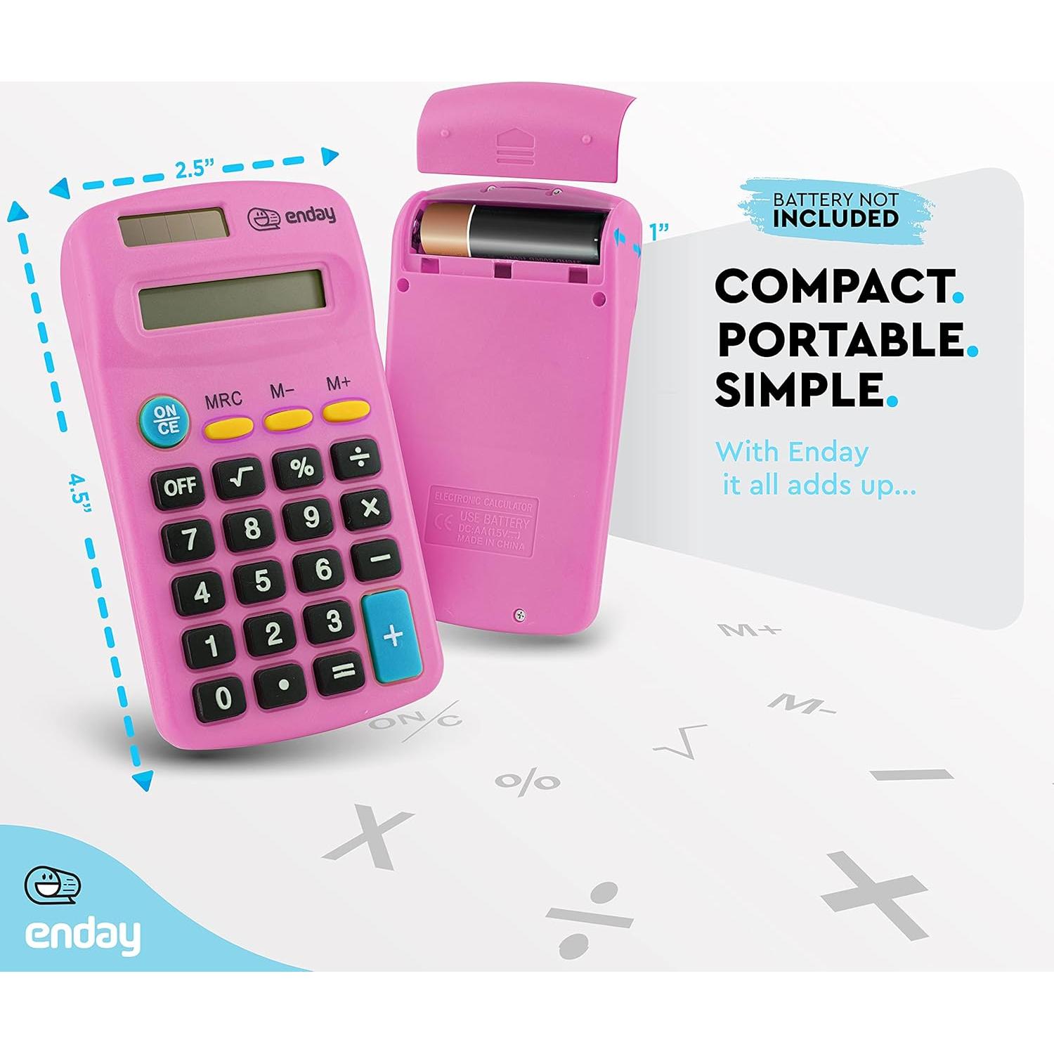 Calculadora Básica Solar Enday Rosa 8 Dígitos Portátil