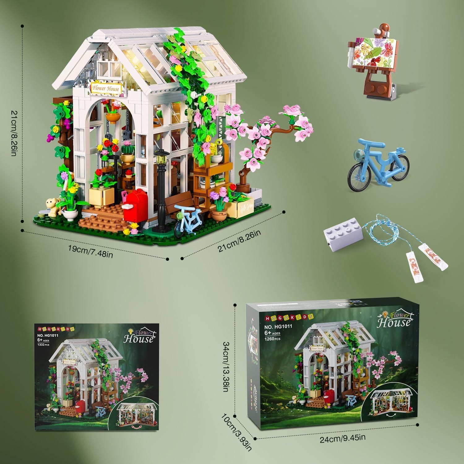 HOGOKIDS Set Casa de Flores con Luz LED - 1332 Piezas