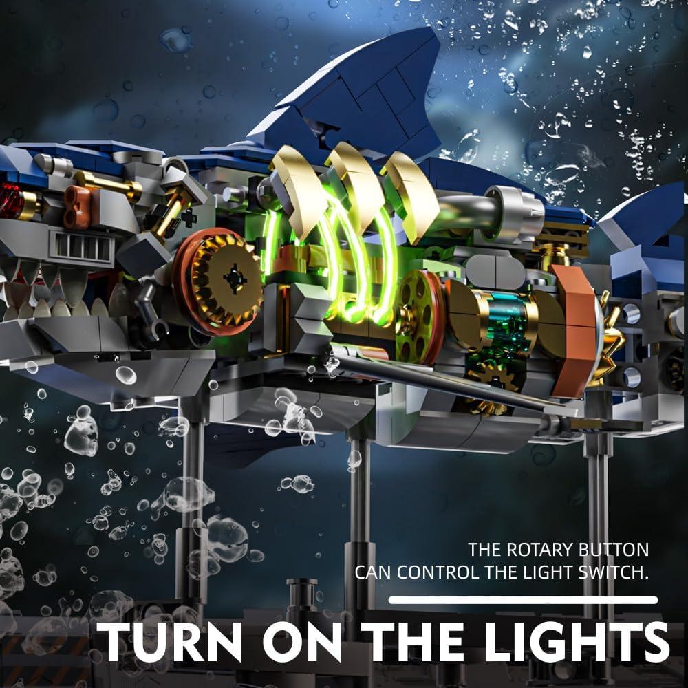 Conjunto de Bloques de Construcción RiceBlock Tiburón 687 Piezas