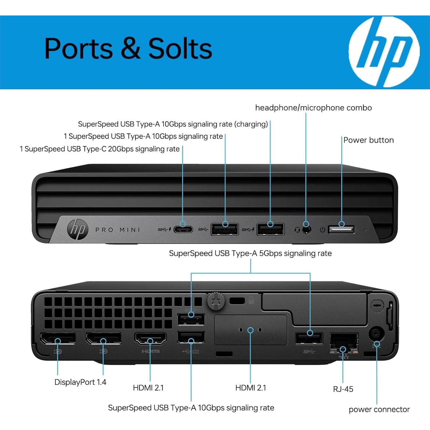 HP Pro 400 G9 Mini PC Desktop Computer, Intel i3 CPU, 8GB DDR5 RAM, 256GB PCIe SSD, Triple 4K Display Support, USB-C, Ultra-Quiet Design, Wi-Fi 6, Keyboard and Mouse, Windows 11 Pro