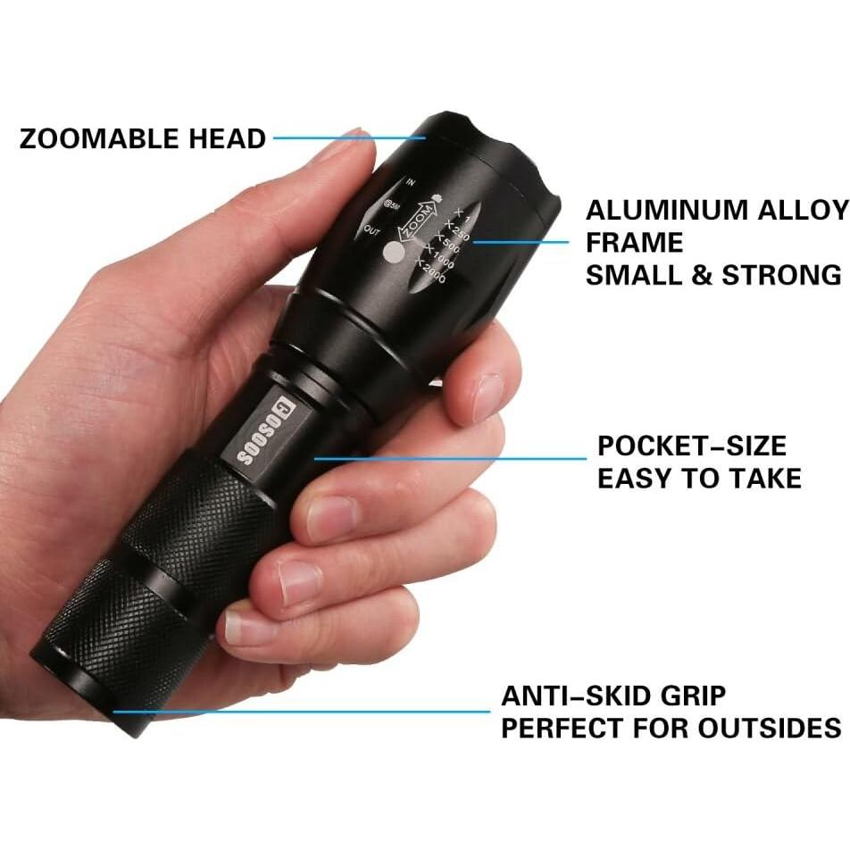 Linterna LED COSOOS Táctica Impermeable 5 Modos 600m