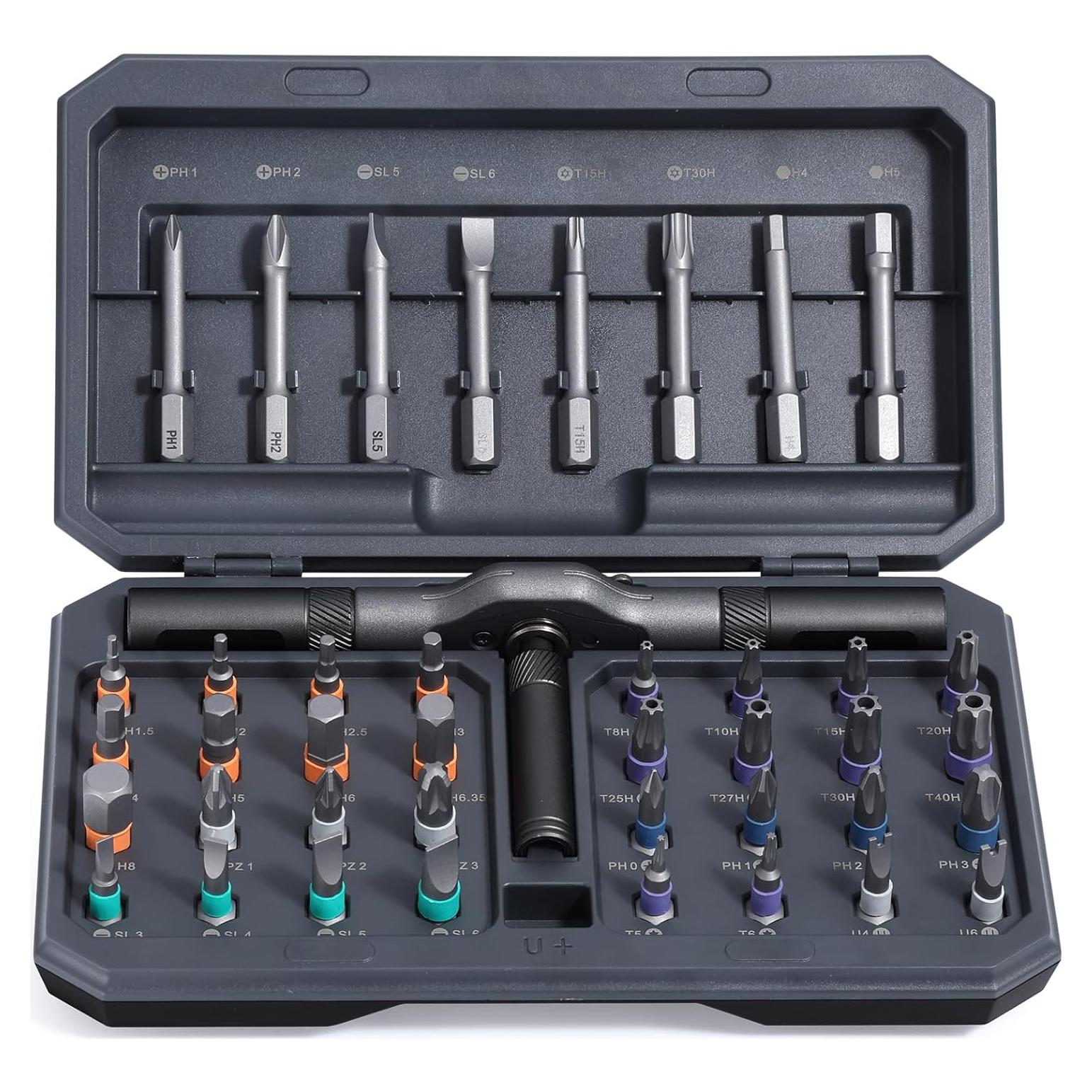 Juego de Destornilladores Magnéticos 42 en 1 Bomivoi Gris