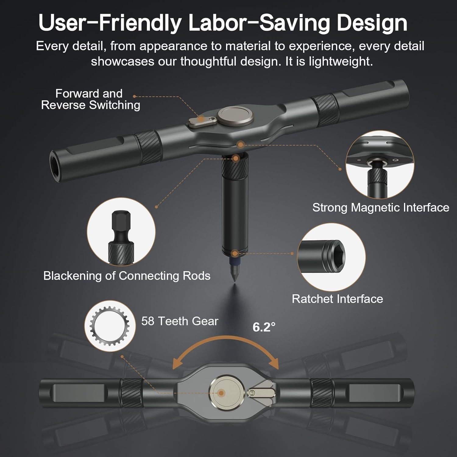 Juego de Destornilladores Magnéticos 42 en 1 Bomivoi Gris