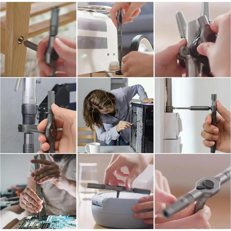 Juego de Destornilladores Magnéticos 42 en 1 Bomivoi Gris