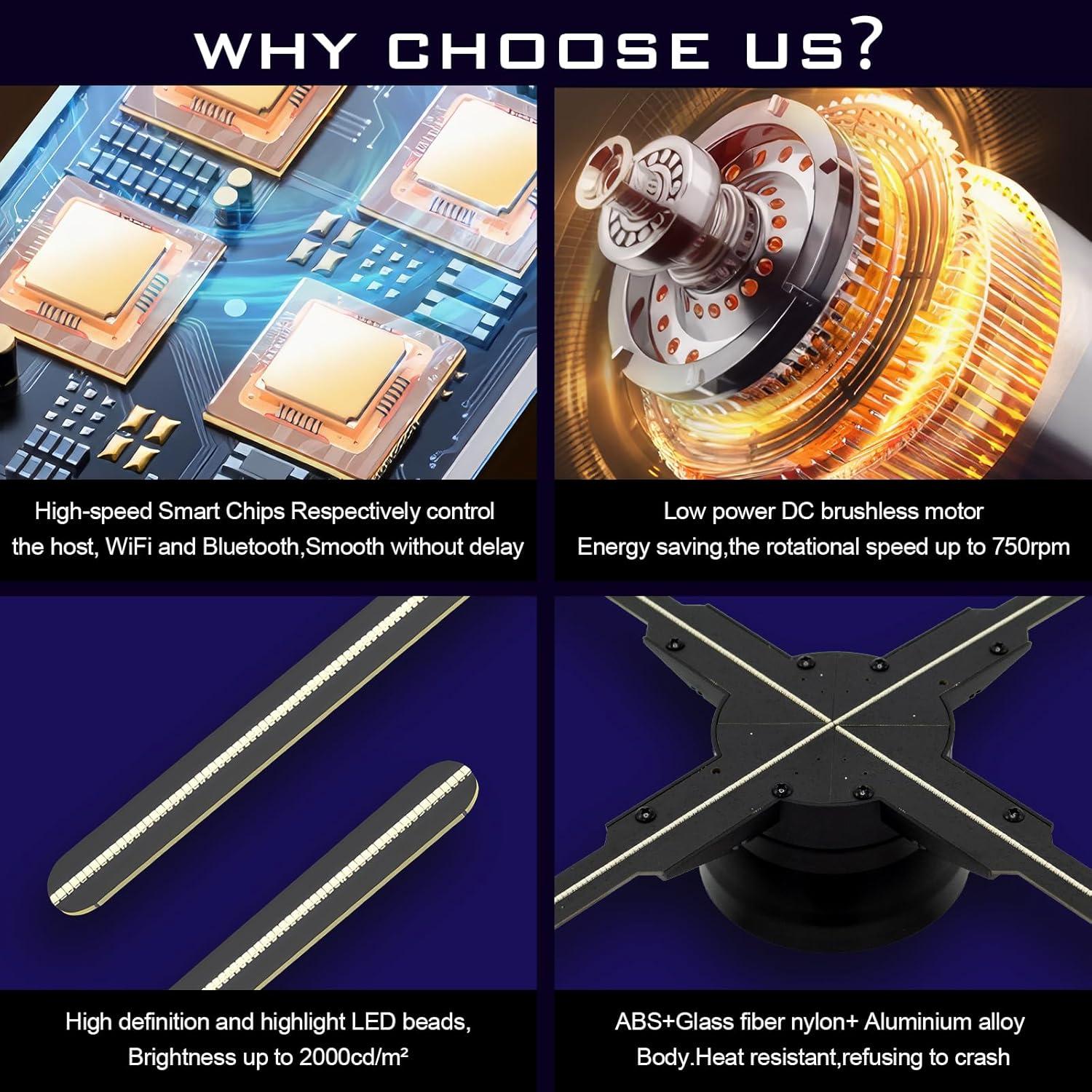 Ventilador Holográfico 3D HoloSpin 49cm WiFi Bluetooth 560 LEDs