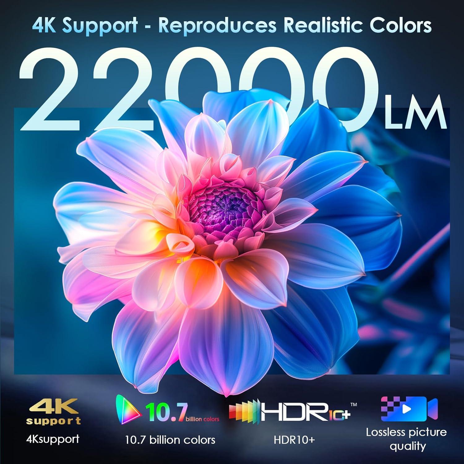 Proyector 4K OWNKNEW GC357 con WiFi6 y Bluetooth 5.3