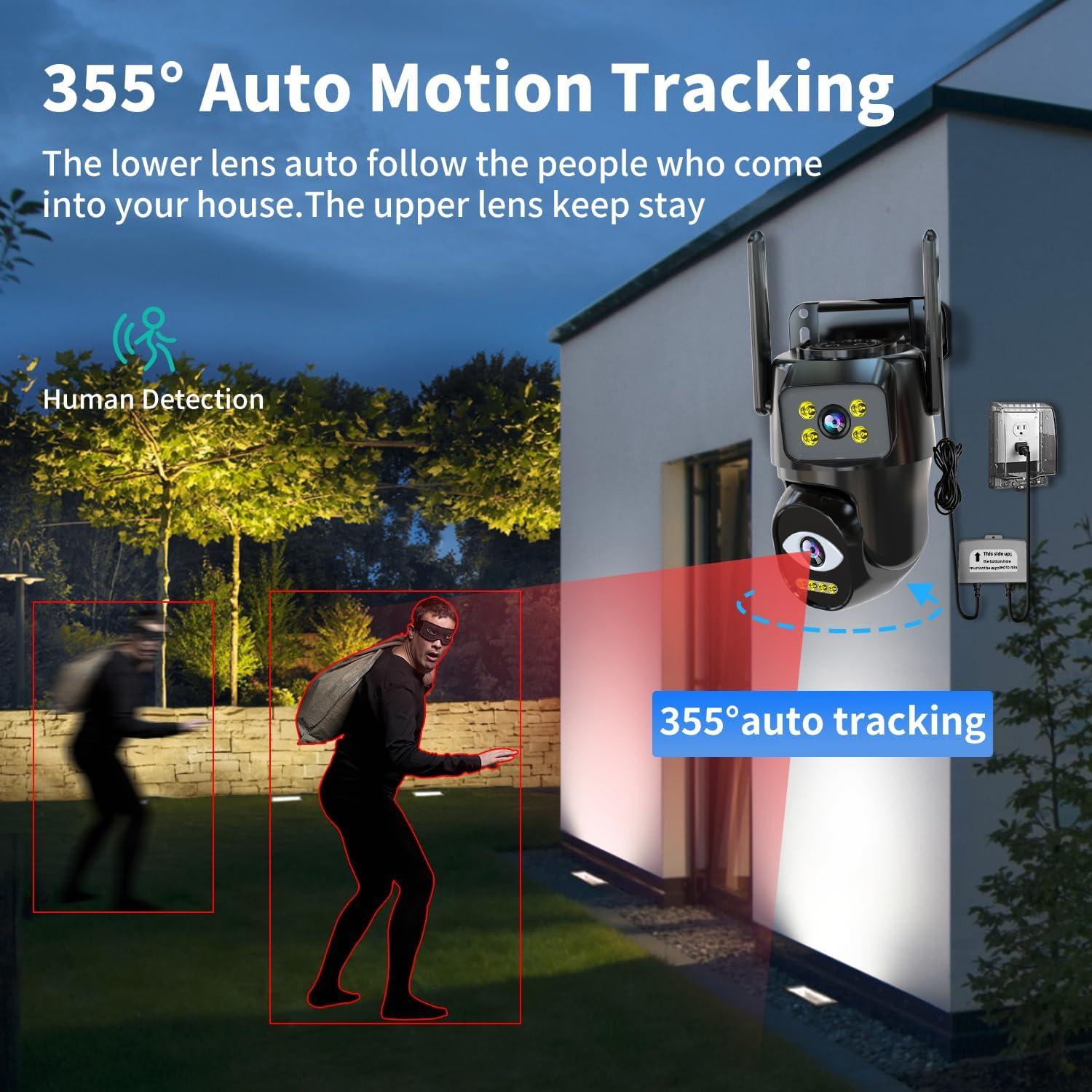 Cámara de Seguridad Exterior Wifi LETSCEE BD12-H 2K Doble Lente