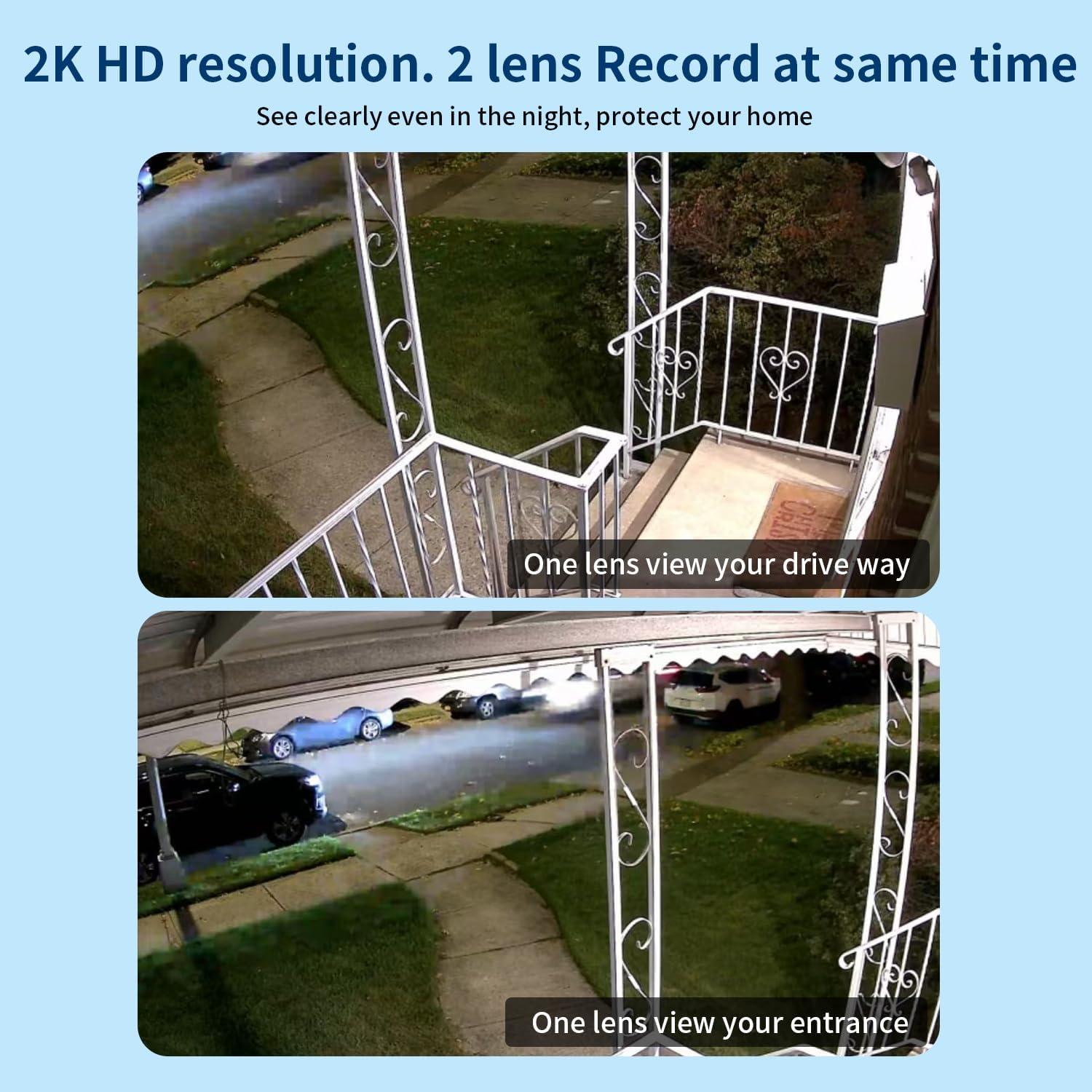 Cámara de Seguridad Exterior Wifi LETSCEE BD12-H 2K Doble Lente