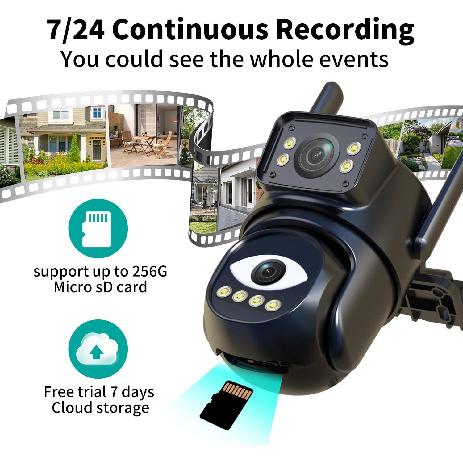 Cámara de Seguridad Exterior Wifi LETSCEE BD12-H 2K Doble Lente