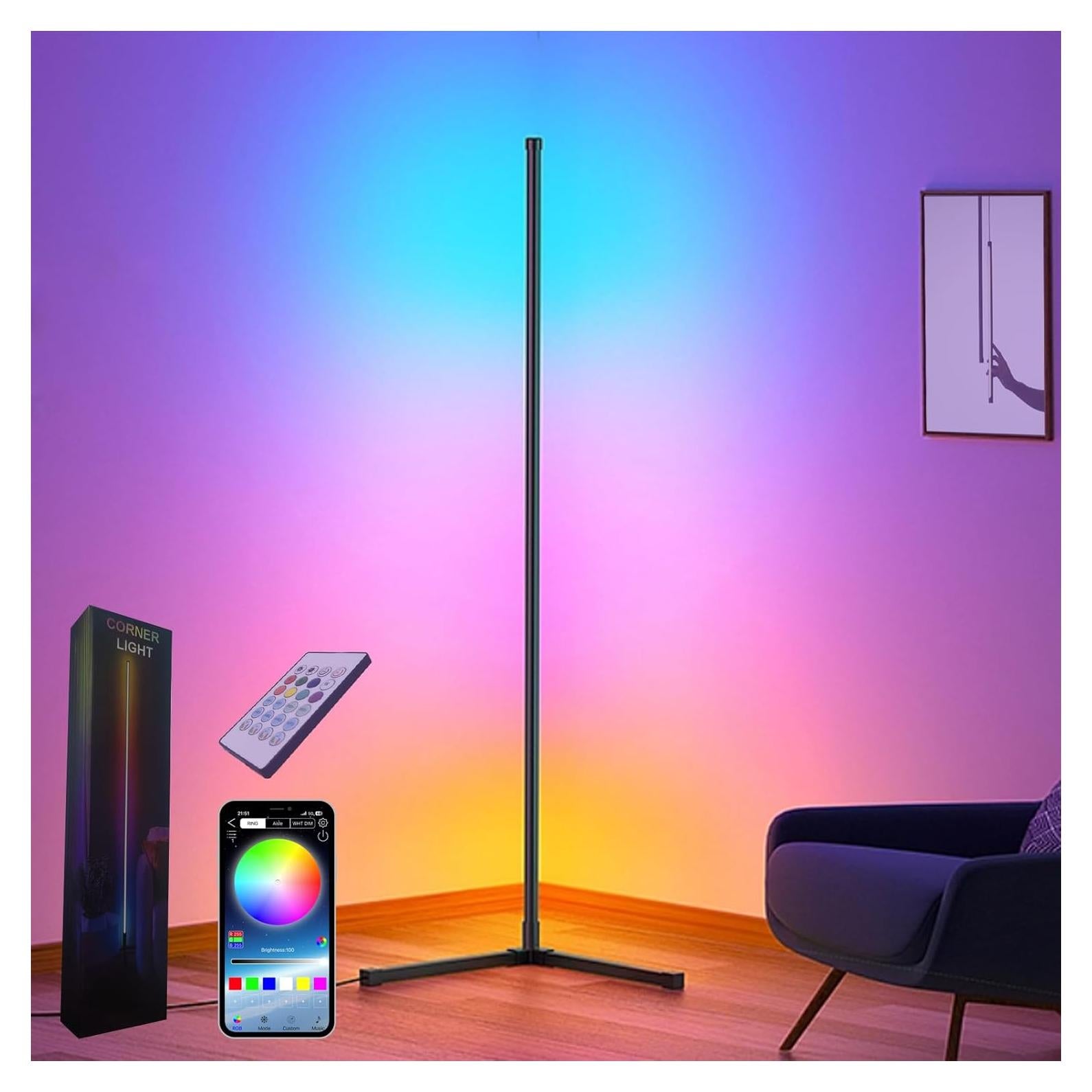 Lámpara de Pie LED RGB Inteligente Sotipevs 152 cm Control Remoto