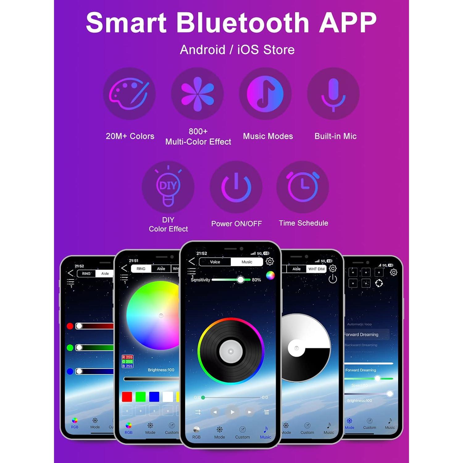 Lámpara de Pie LED RGB Inteligente Sotipevs 152 cm Control Remoto