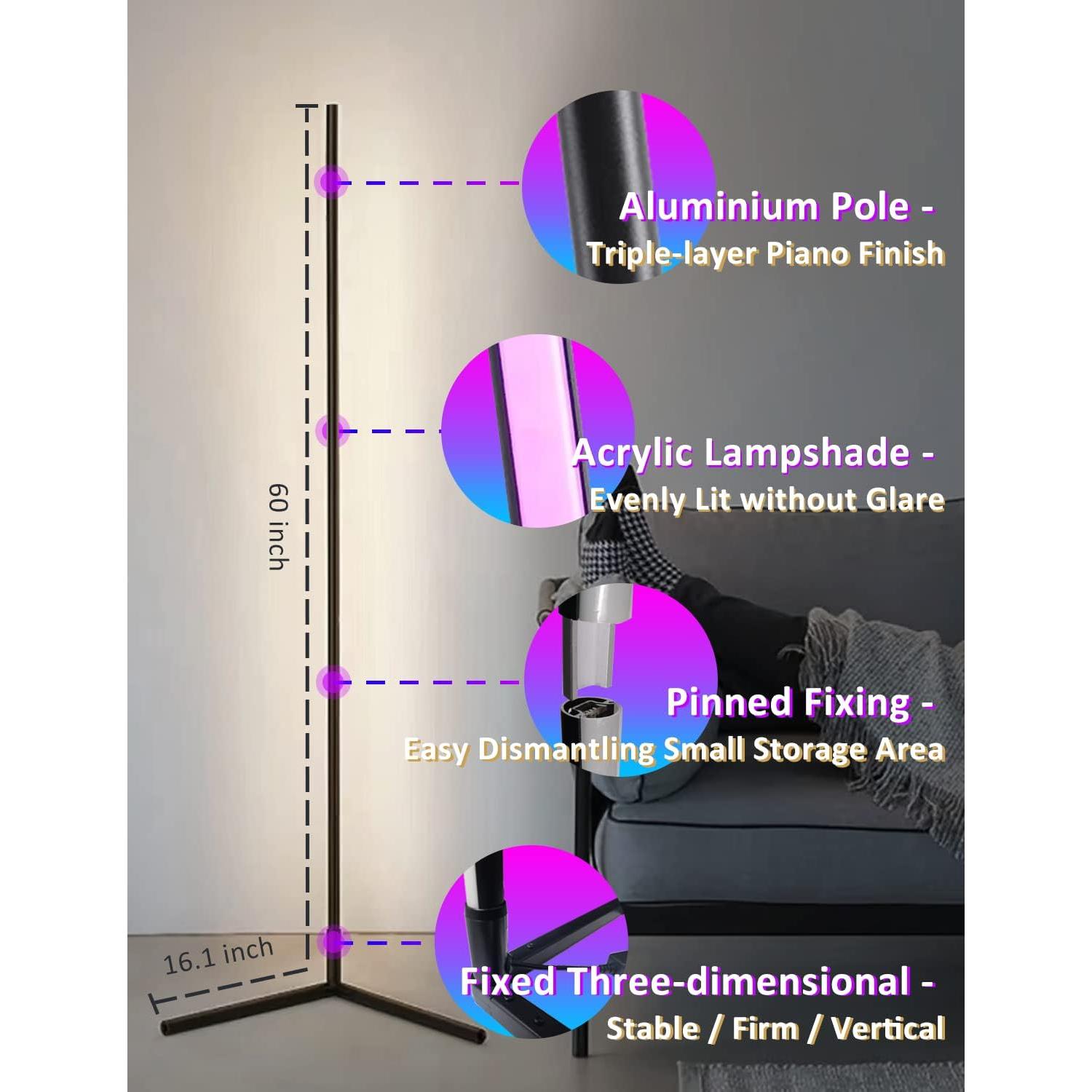 Lámpara de Pie LED RGB Inteligente Sotipevs 152 cm Control Remoto