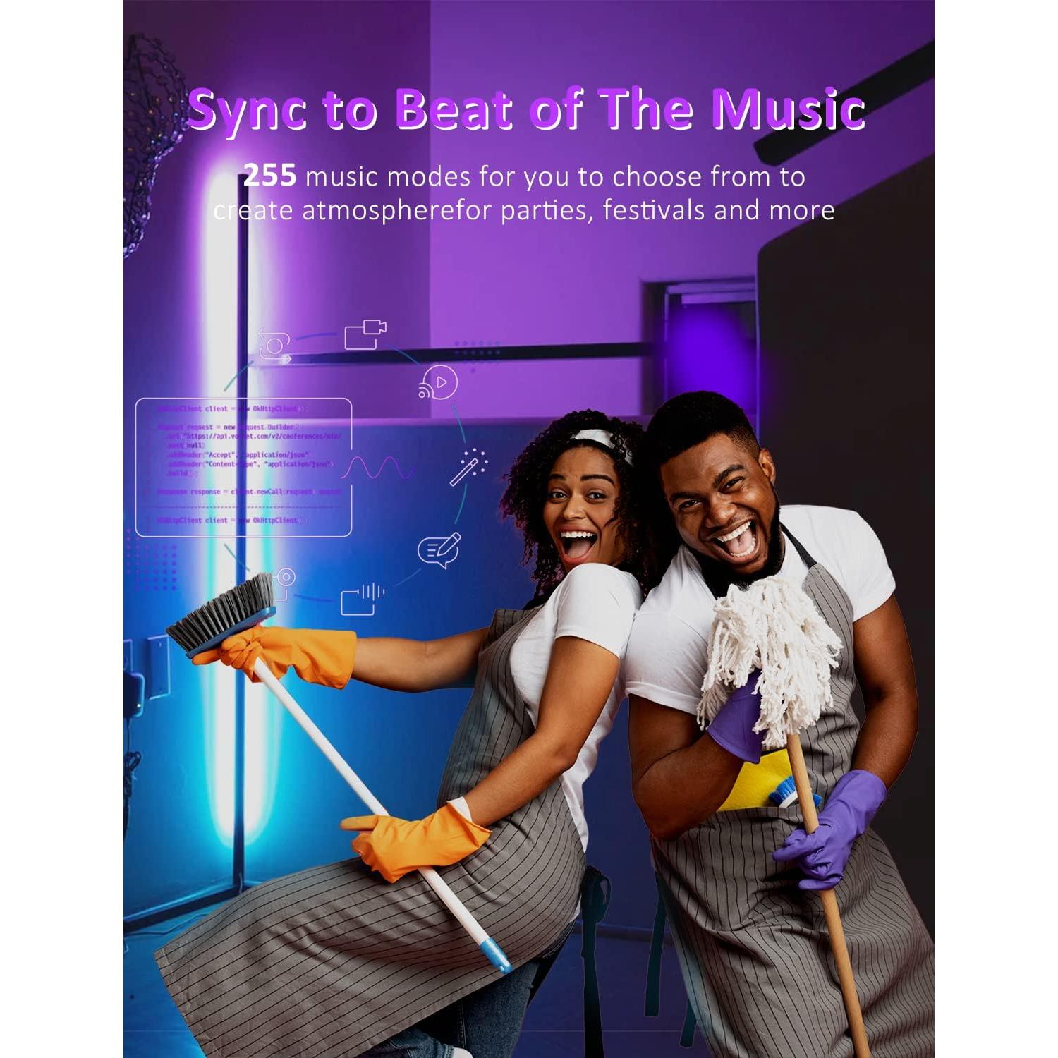 Lámpara de Pie LED RGB Inteligente Sotipevs 152 cm Control Remoto