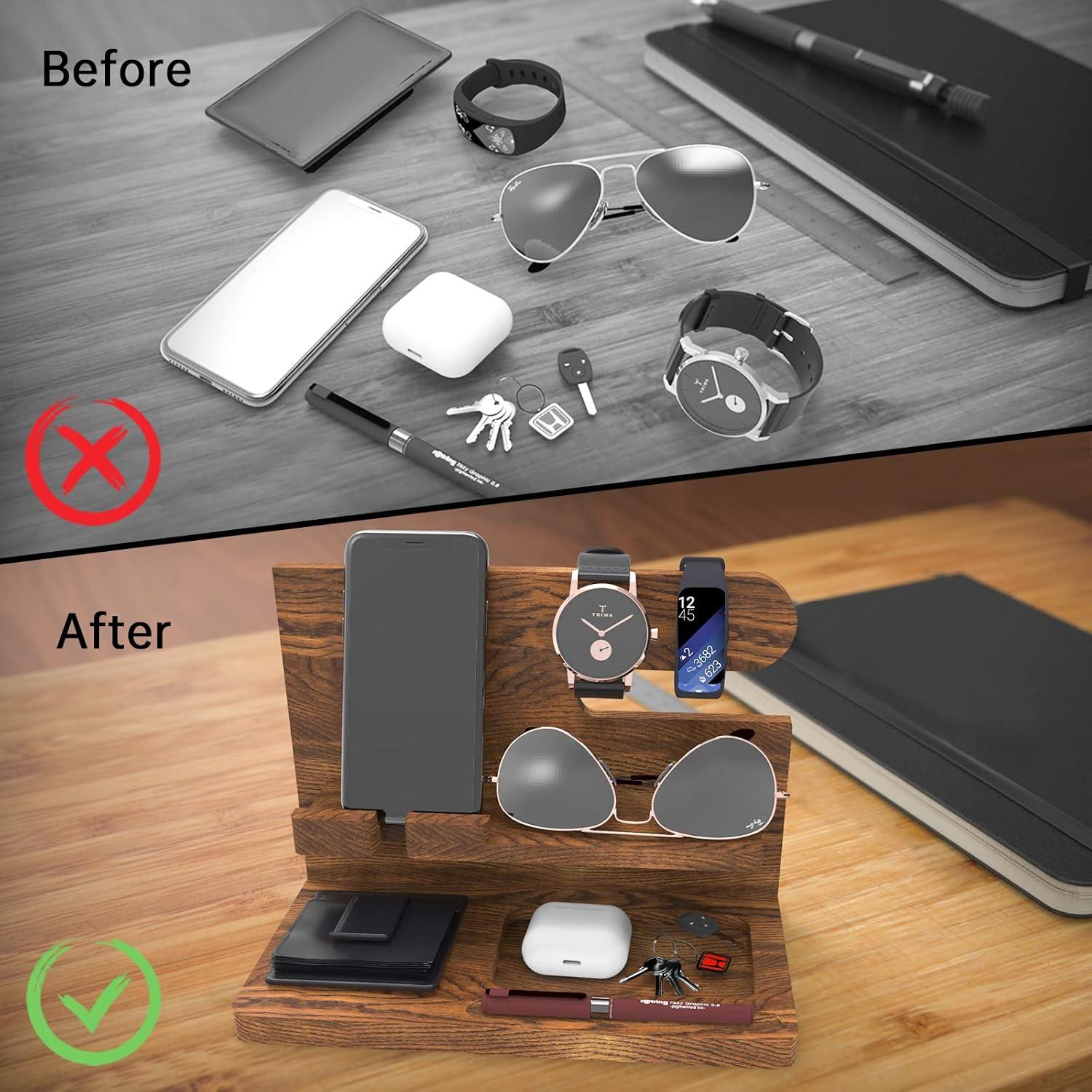 Organizador de Mesita de Noche de Madera Iswabard 26x14.5x19 cm