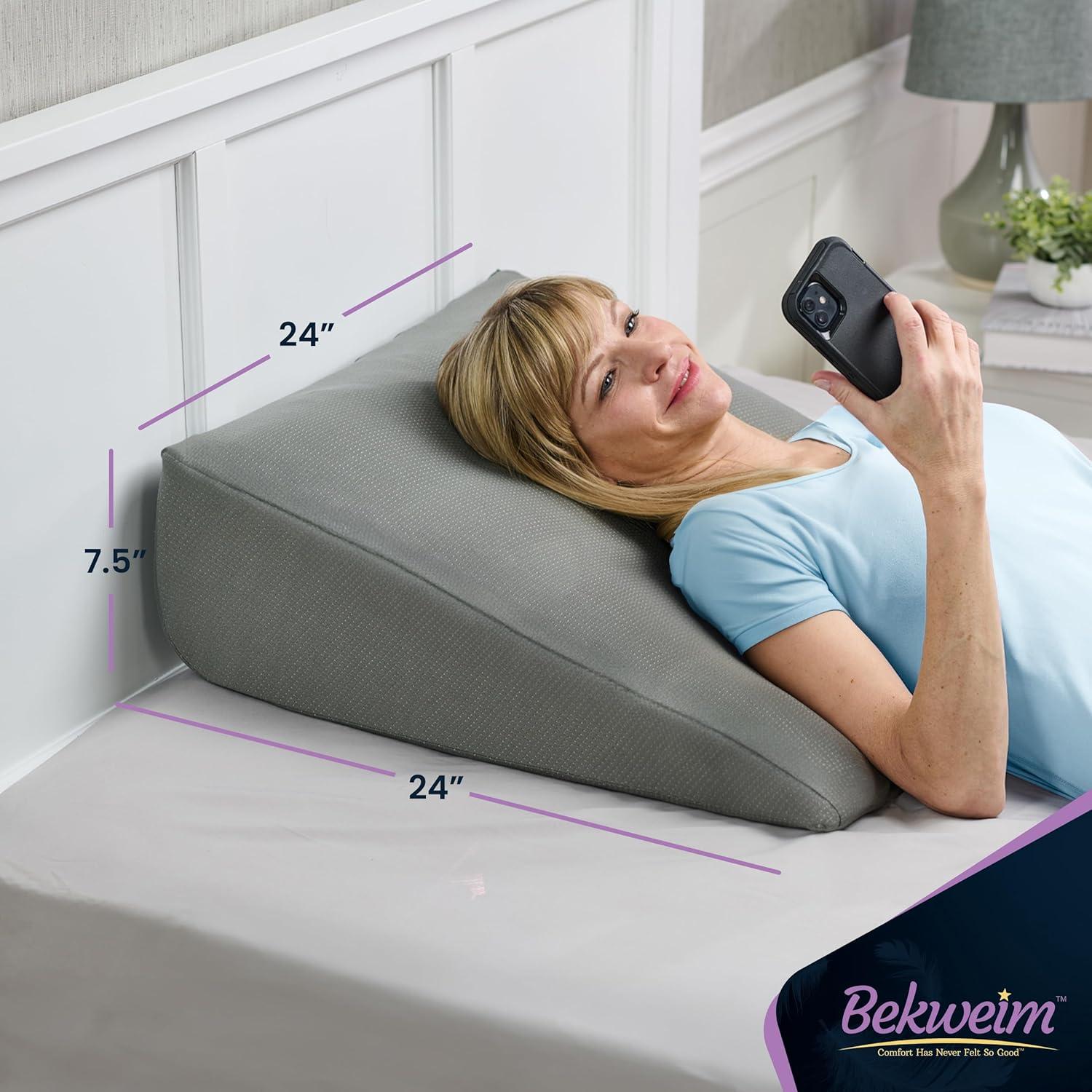 Bed Wedge Pillow for Sleeping with Memory Foam and Ultra Comfortable Topper - Wedge Pillow for Sleep Apnea, Acid Reflux Relief, Gerd, After Surgery and Back Pain Relief (Gray)