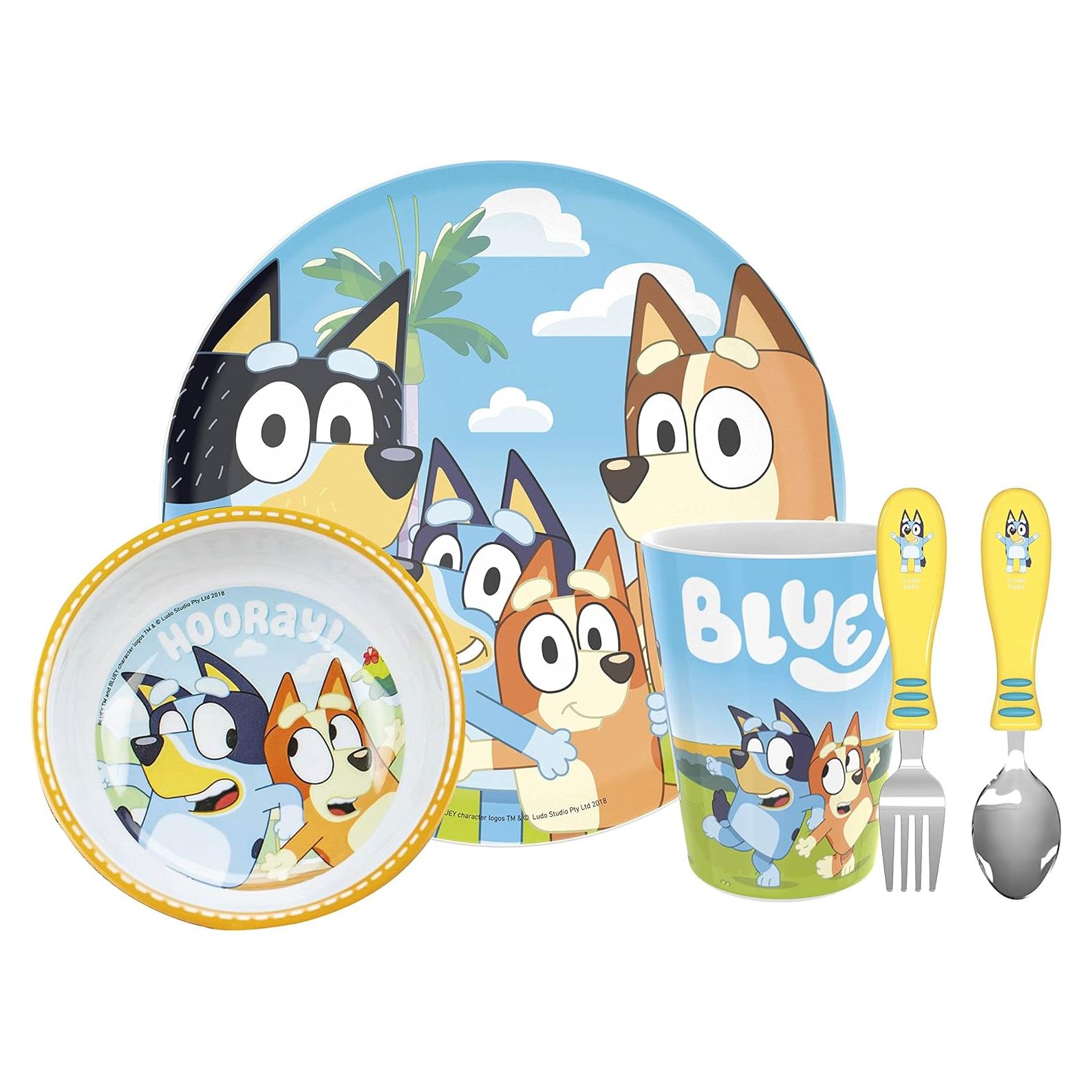 Conjunto de Vajilla de 5 Piezas Zak Designs Bluey - Plástico y Acero Inoxidable