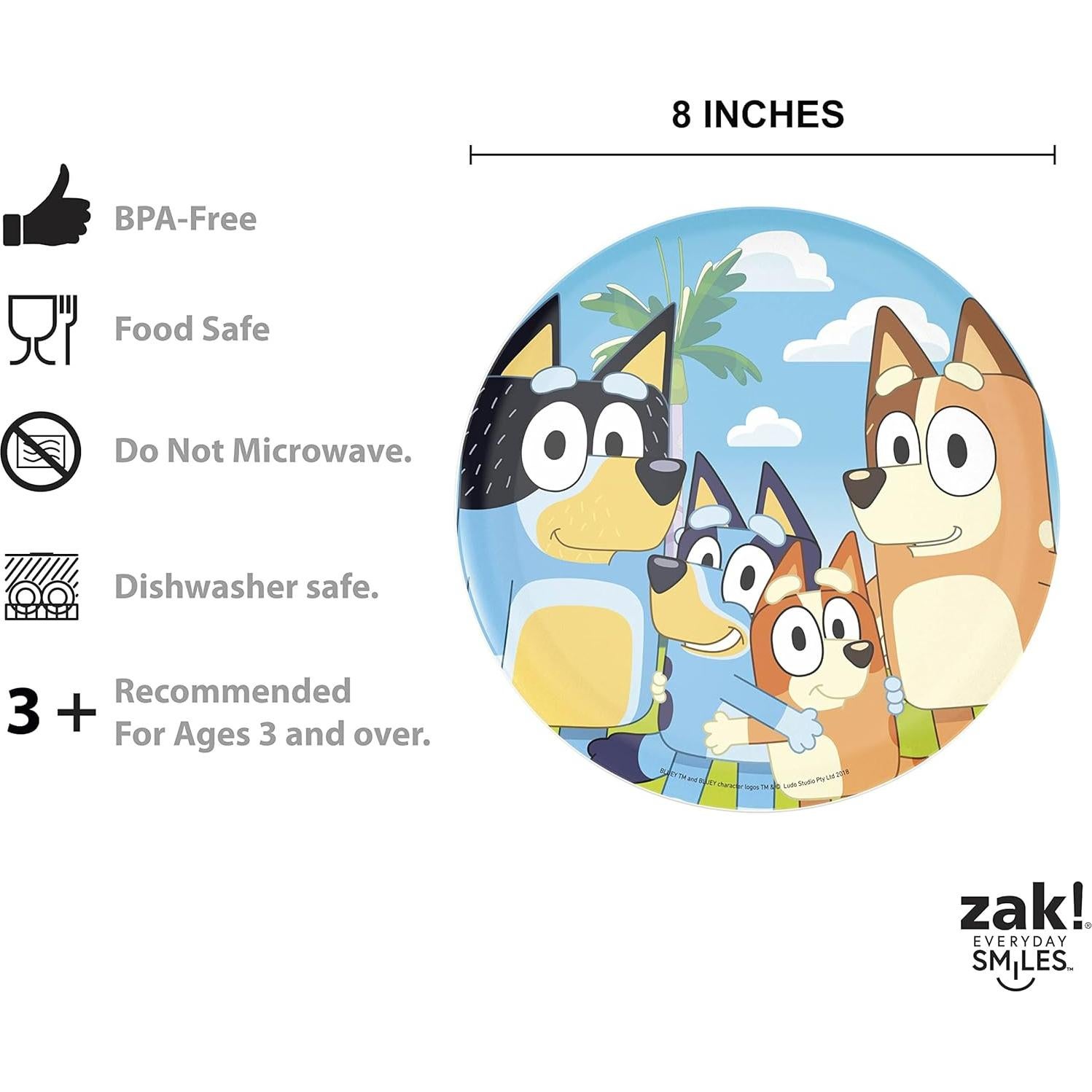 Conjunto de Vajilla de 5 Piezas Zak Designs Bluey - Plástico y Acero Inoxidable