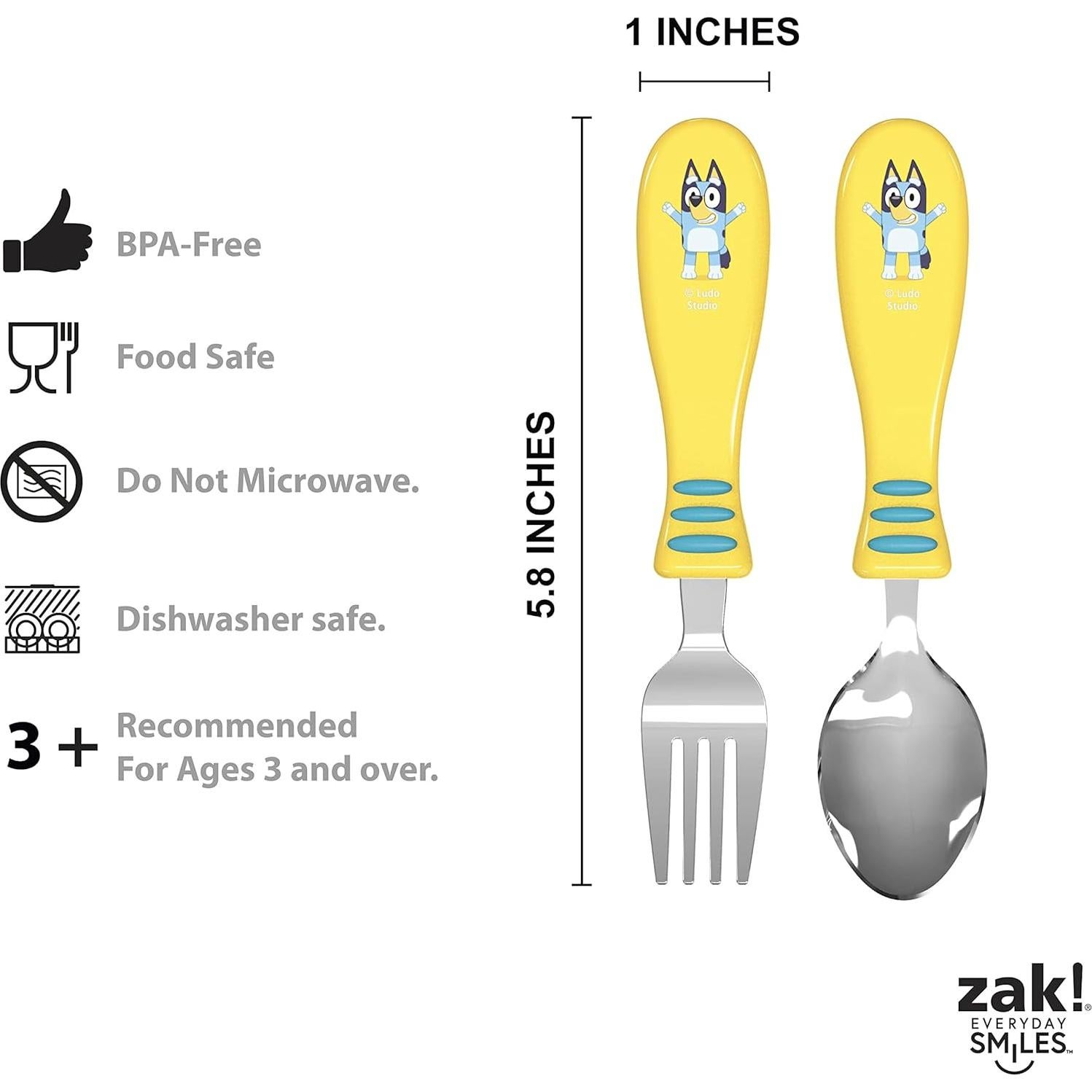 Conjunto de Vajilla de 5 Piezas Zak Designs Bluey - Plástico y Acero Inoxidable