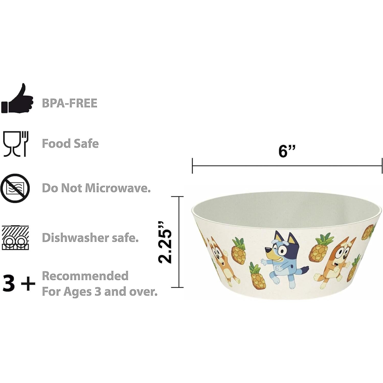 Juego de Vajilla Infantil 5 Piezas Zak Designs Bluey - Plástico y Acero Inoxidable