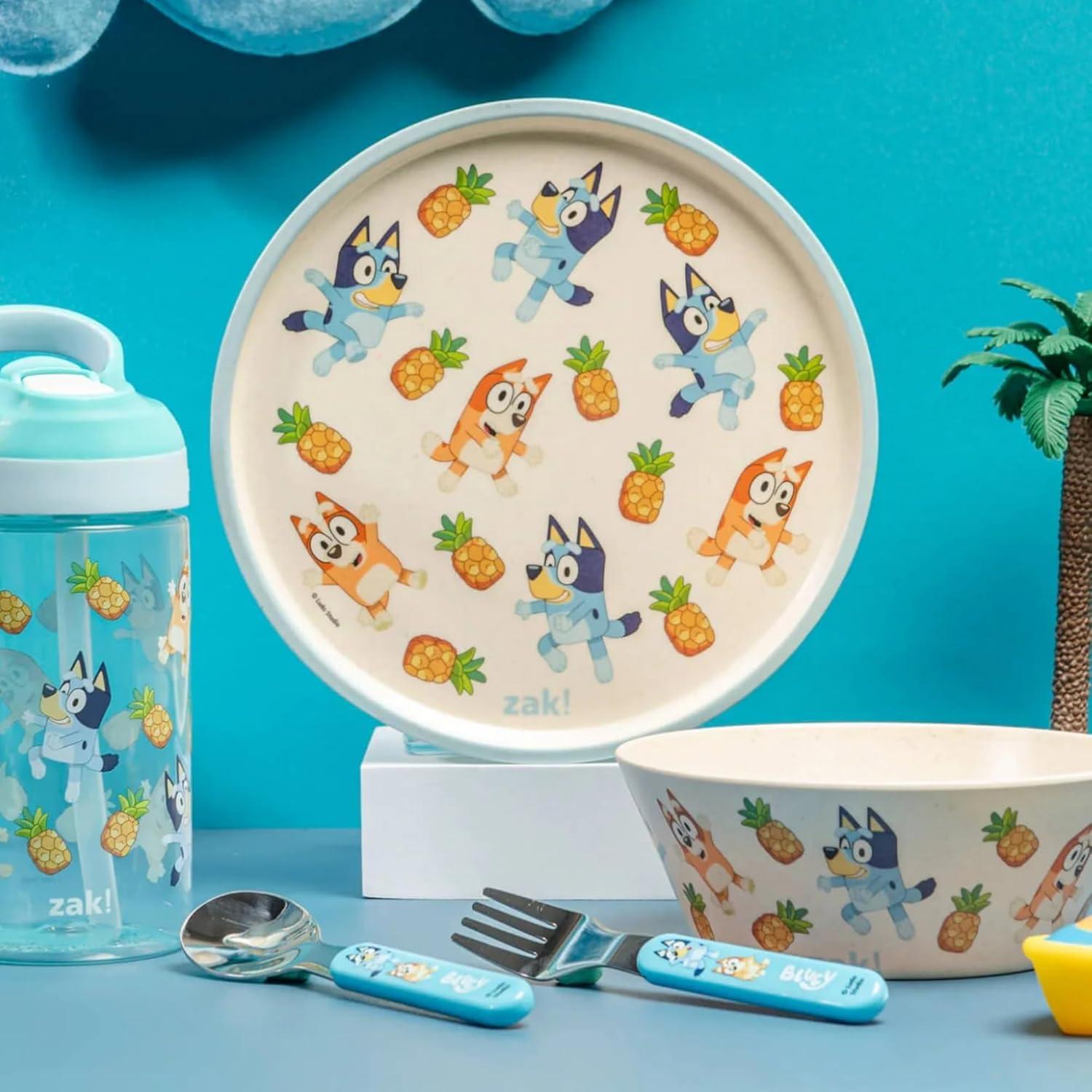 Juego de Vajilla Infantil 5 Piezas Zak Designs Bluey - Plástico y Acero Inoxidable