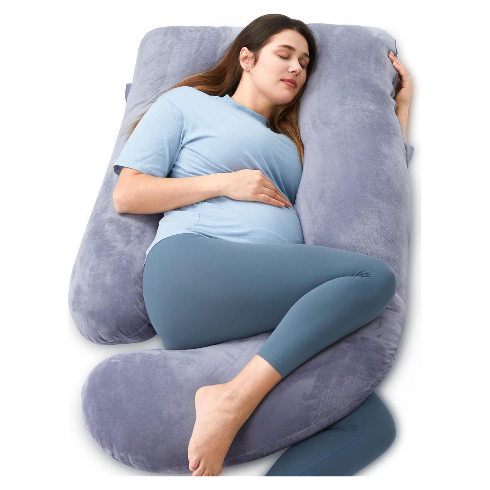 Almohada de Embarazo Momcozy 145 cm Terciopelo Gris U