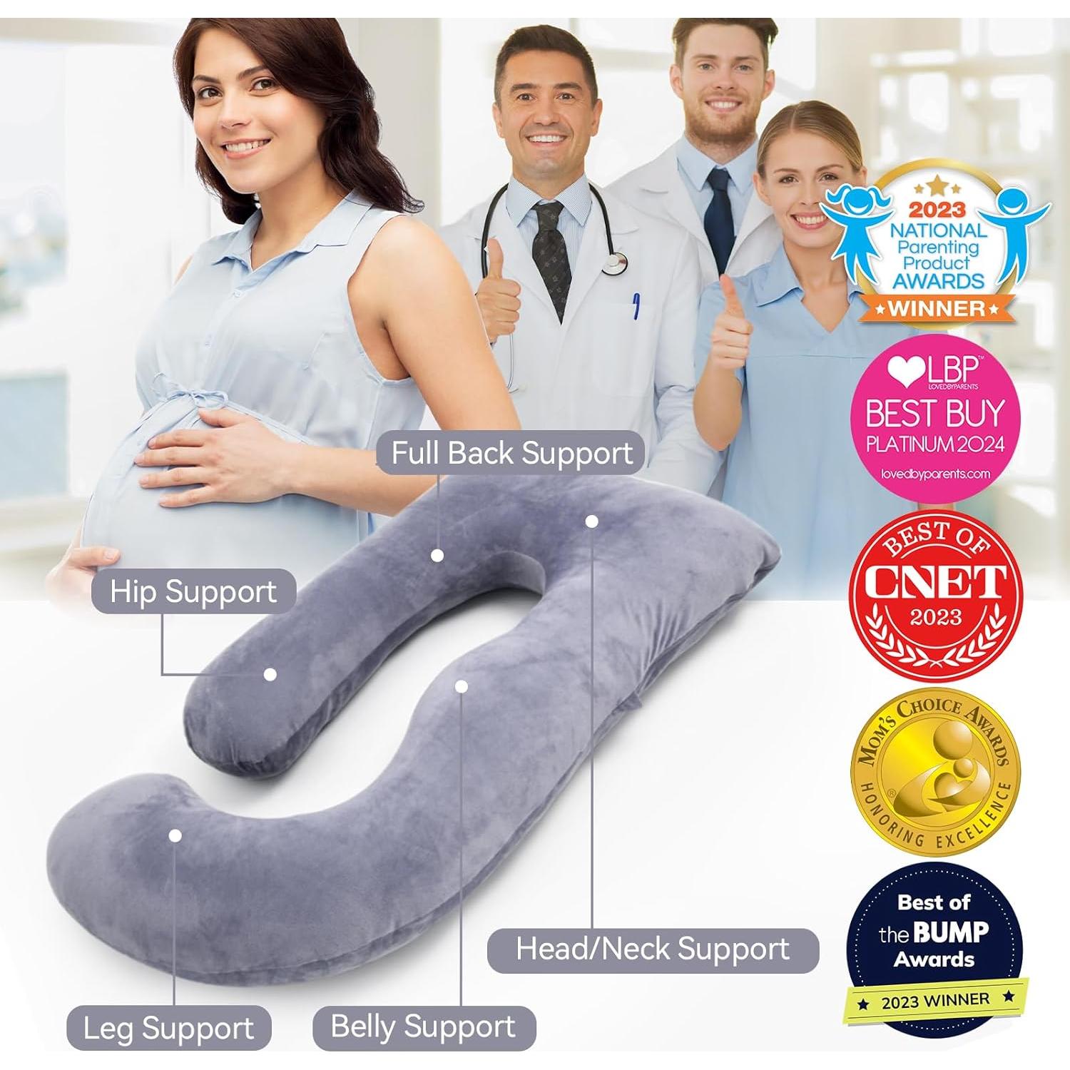 Almohada de Embarazo Momcozy 145 cm Terciopelo Gris U