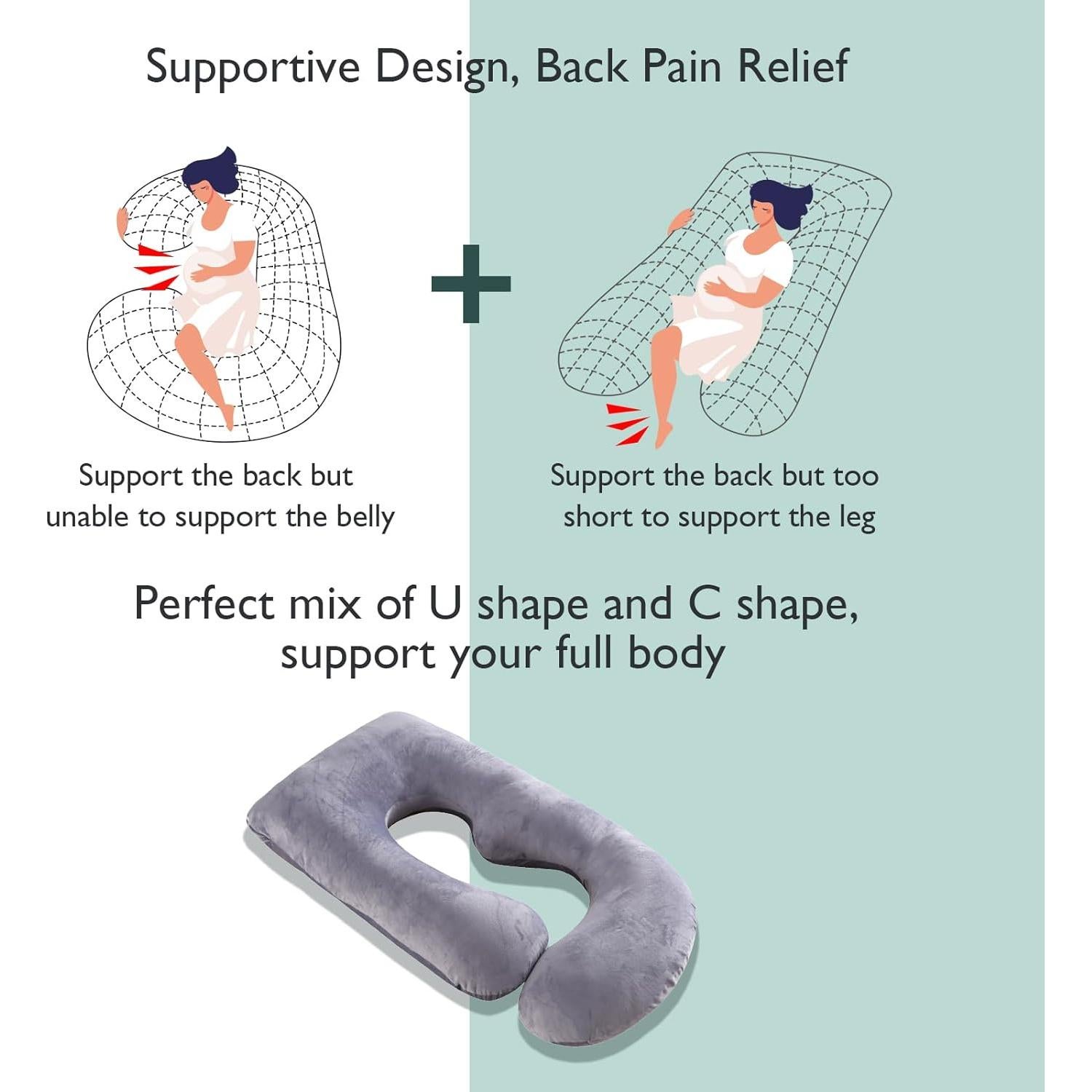 Almohada de Embarazo Momcozy 145 cm Terciopelo Gris U