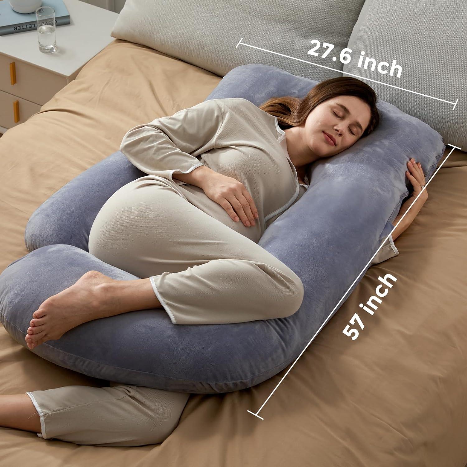 Almohada de Embarazo Momcozy 145 cm Terciopelo Gris U