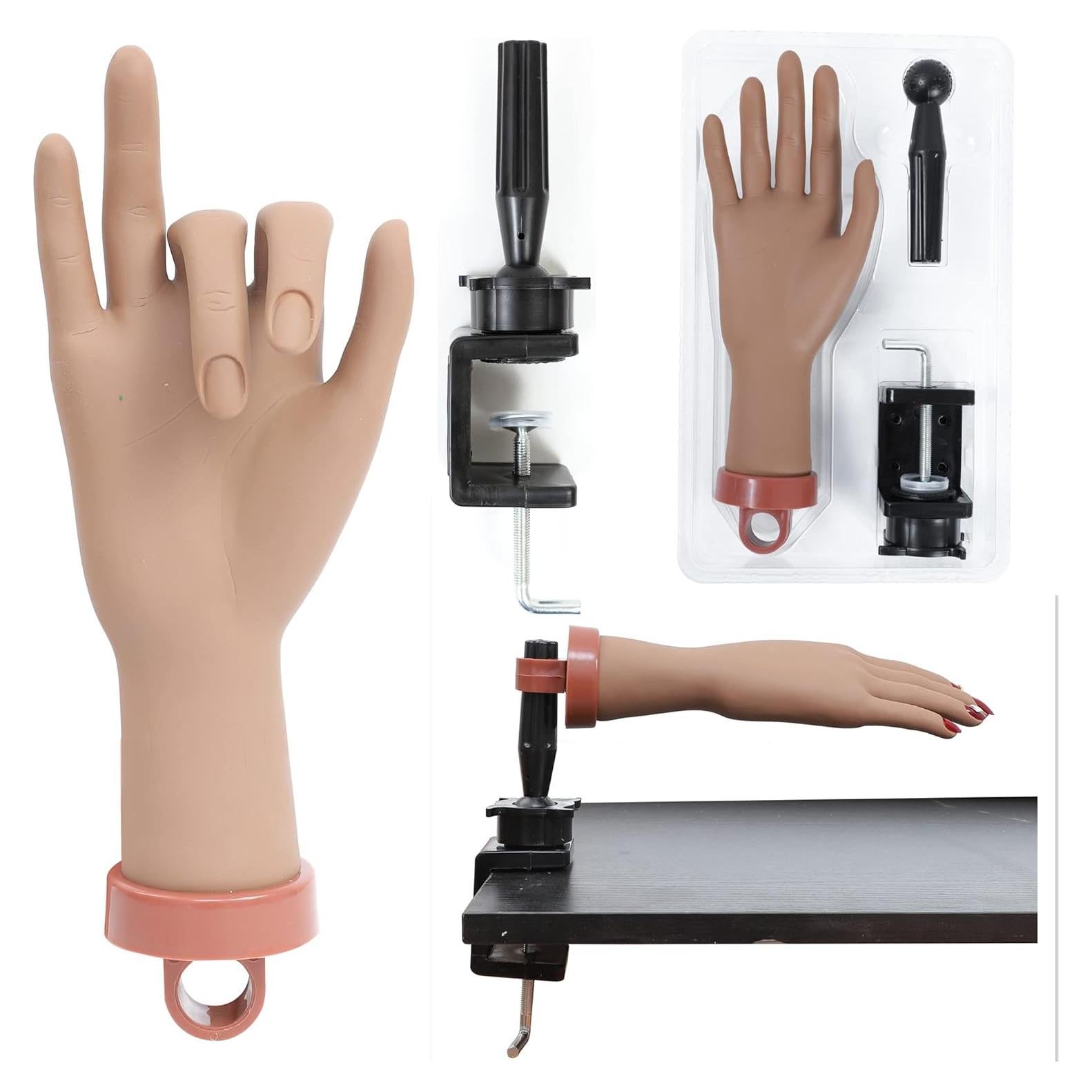 Kit de Mano de Práctica para Uñas Acrílicas FU SHEN - Mano Oscura