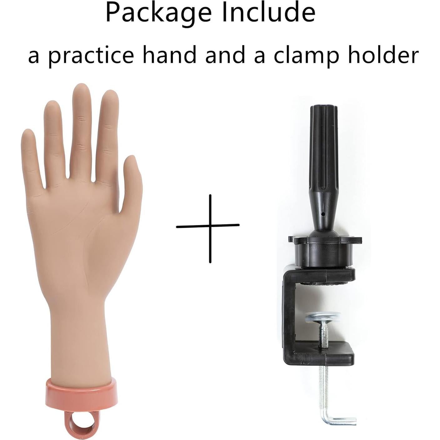 Kit de Mano de Práctica para Uñas Acrílicas FU SHEN - Mano Oscura