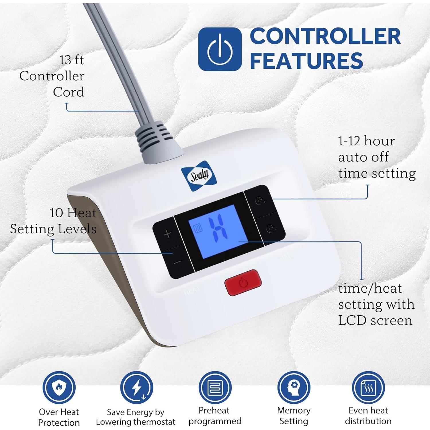 Almohadilla Térmica Sealy Individual 10 Niveles Calor 190x99cm