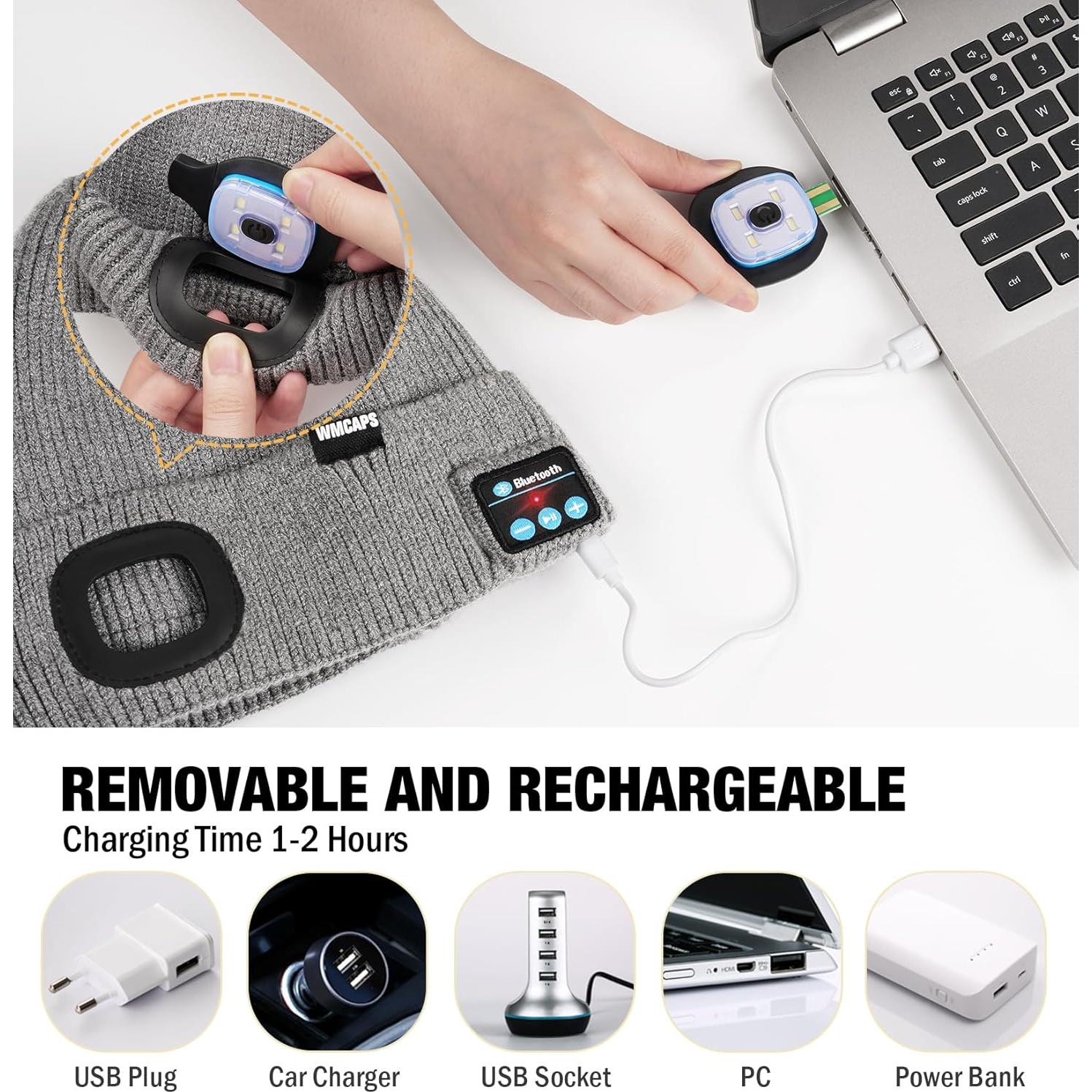 Gorro Bluetooth LED Wmcaps Forrado Polar Cálido con Micrófono