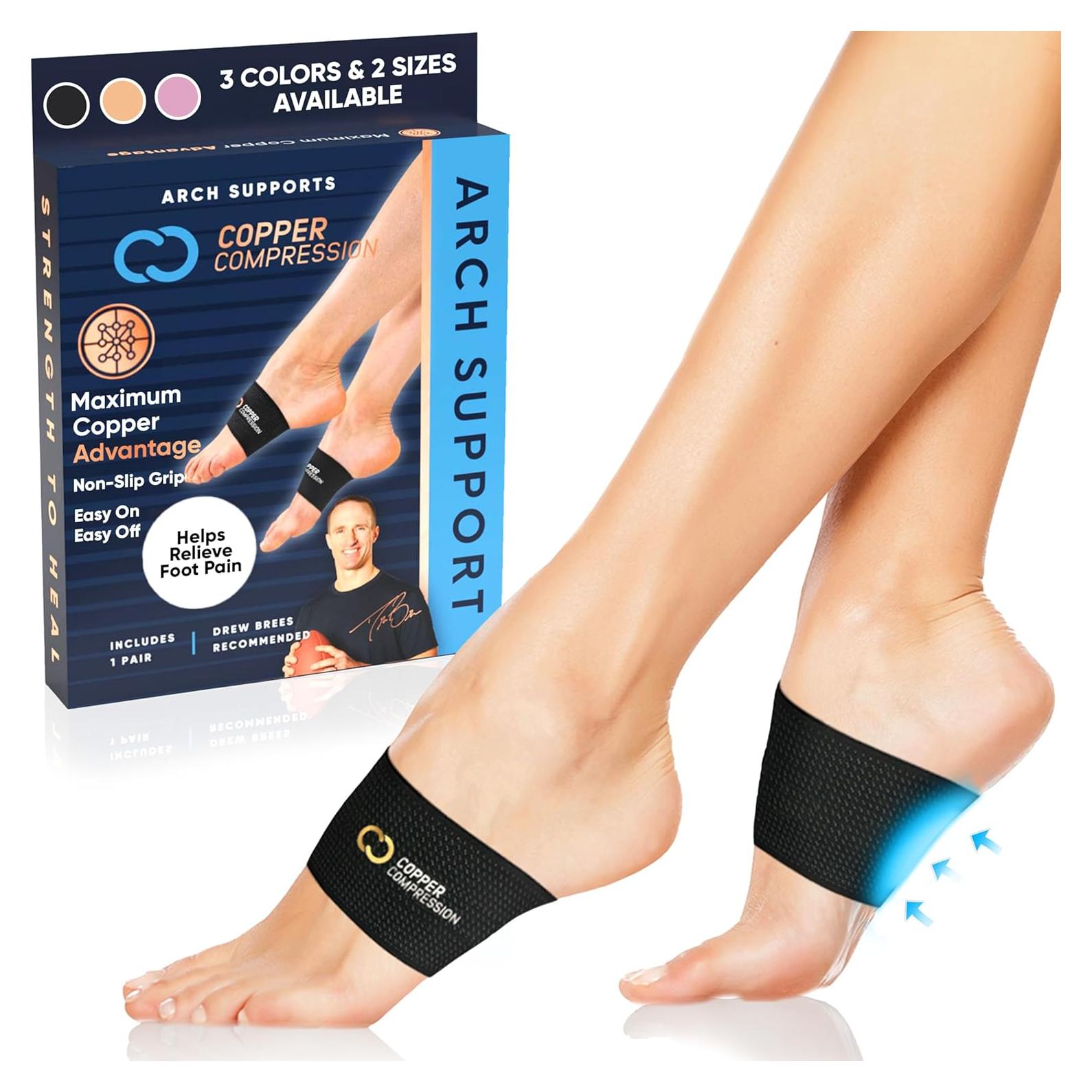 Soporte Arco de Cobre Compresión - 2 Fajas para Pies Planos