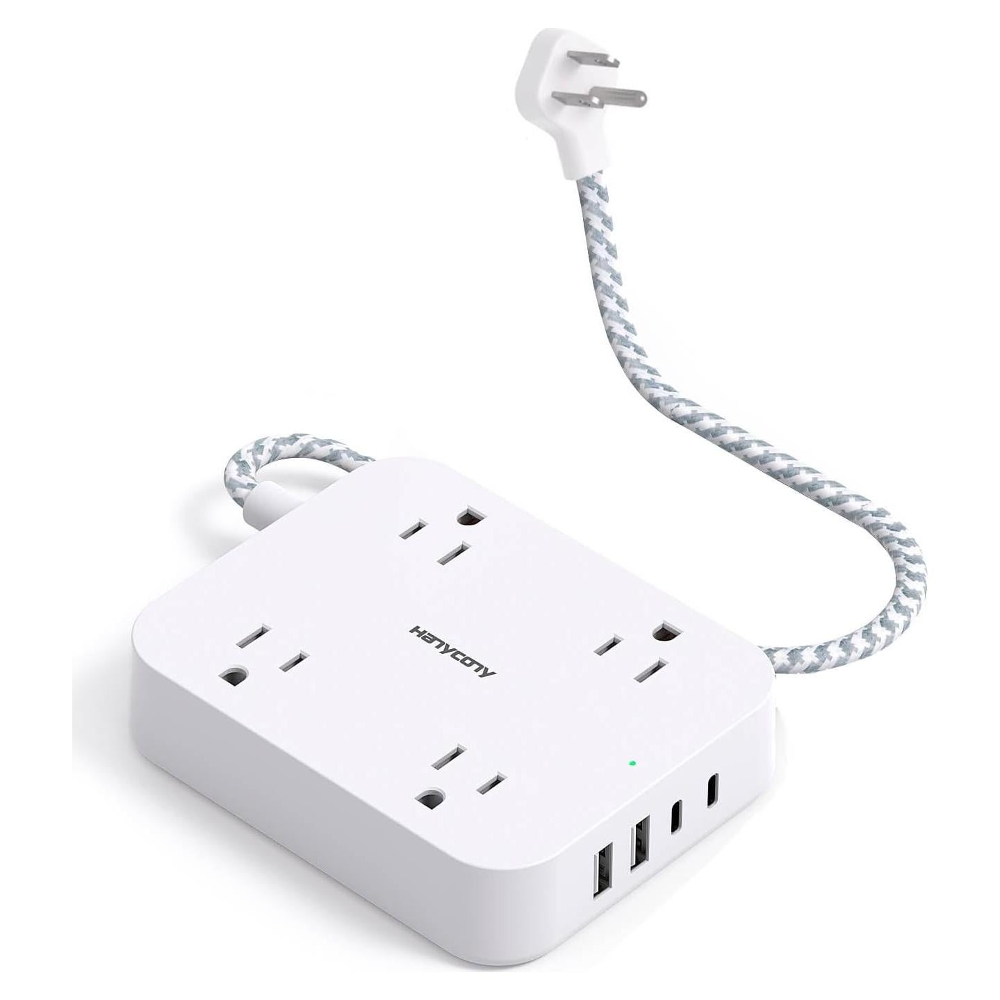 Regleta HANYCONY 1 pie con 4 puertos USB y enchufe plano