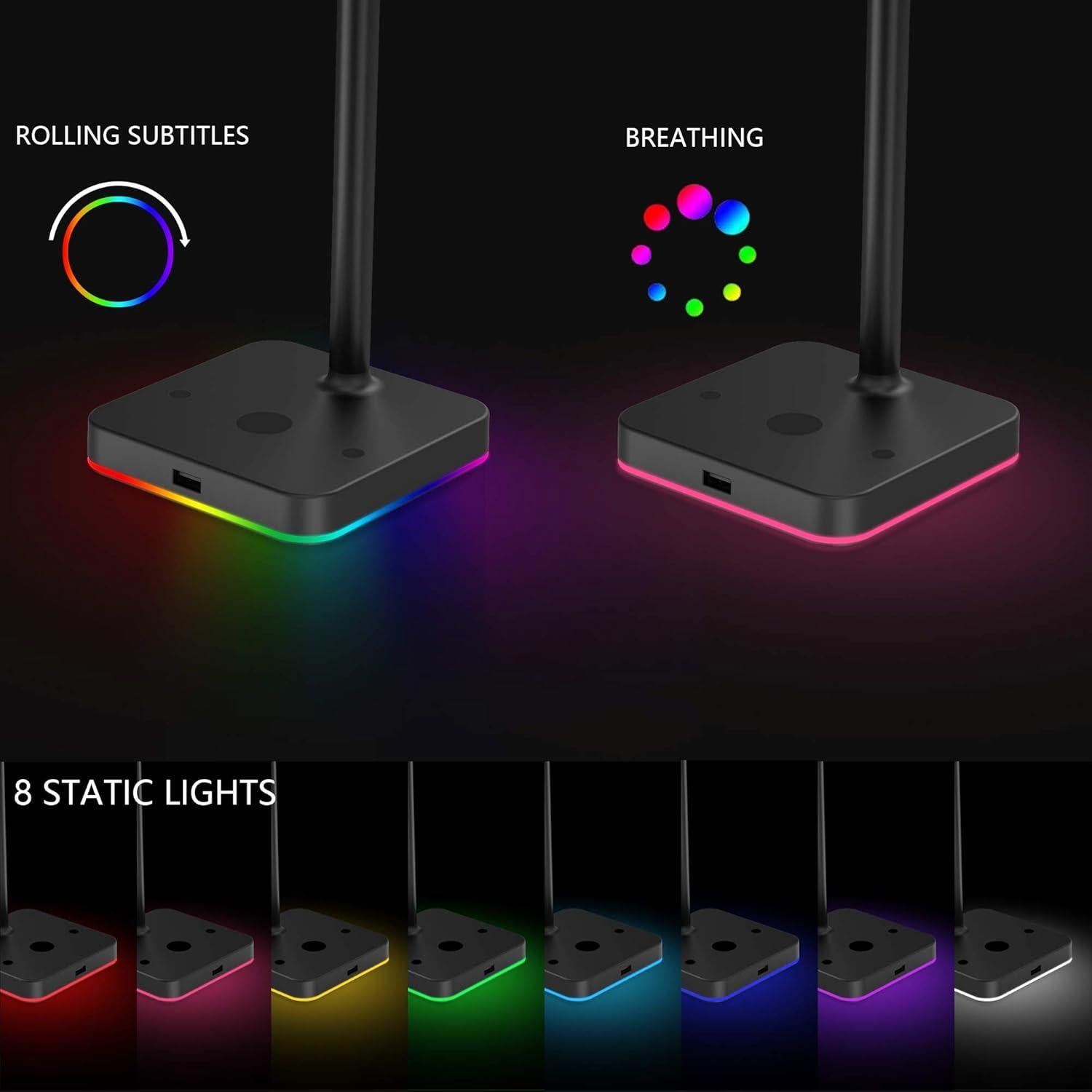 Soporte para Auriculares KAFRI RGB con Cargador Inalámbrico 10W