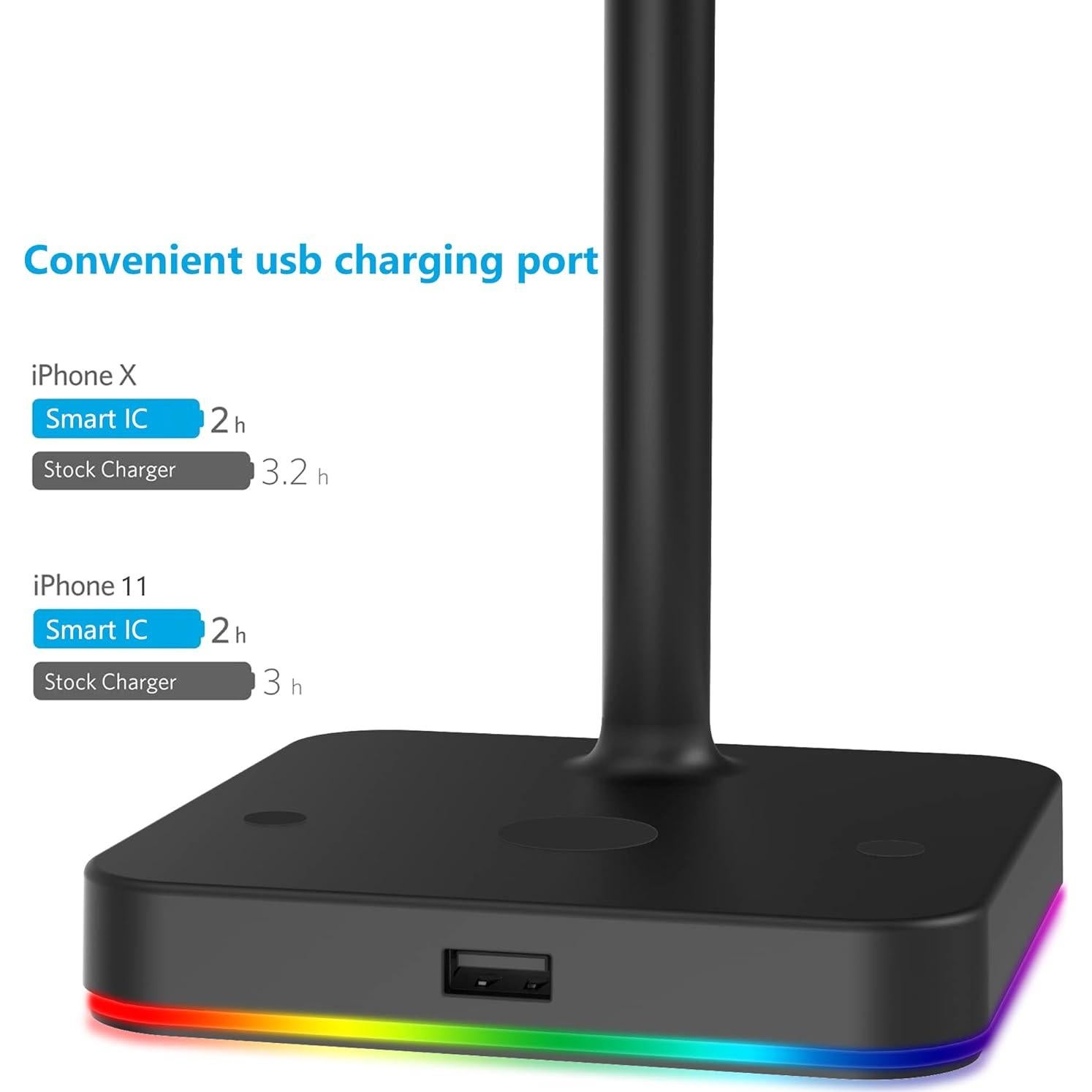 Soporte para Auriculares KAFRI RGB con Cargador Inalámbrico 10W