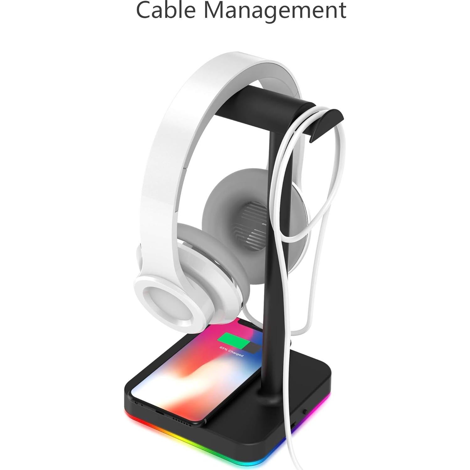 Soporte para Auriculares KAFRI RGB con Cargador Inalámbrico 10W