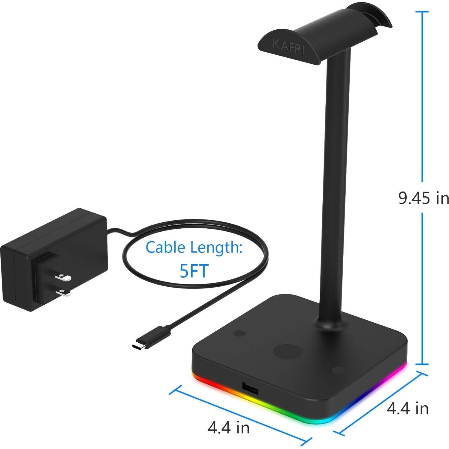 Soporte para Auriculares KAFRI RGB con Cargador Inalámbrico 10W