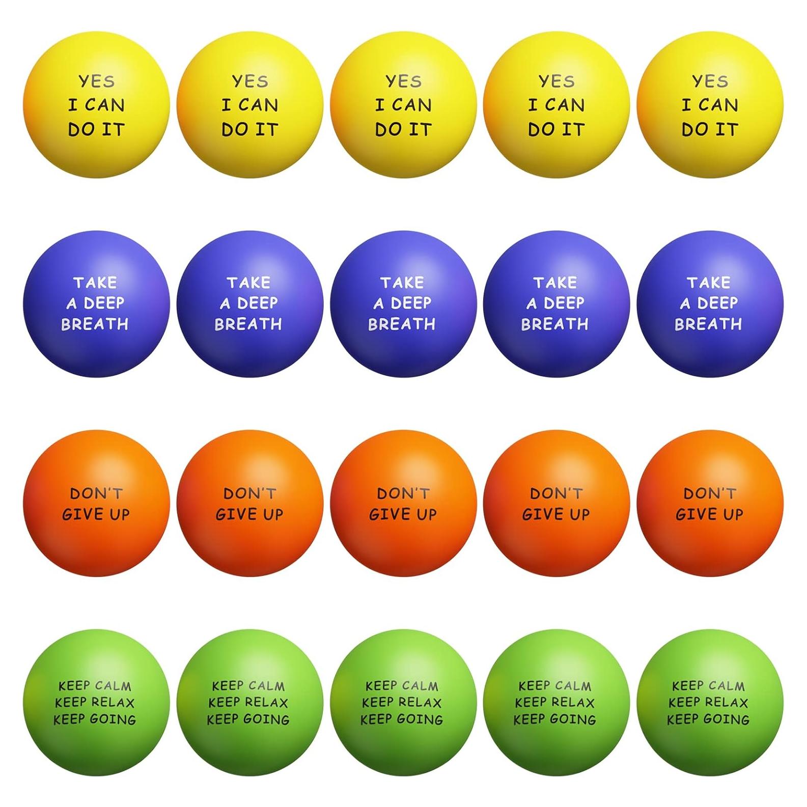 Pelotas Antiestrés KDG - Paquete de 20 con Citas Inspiradoras