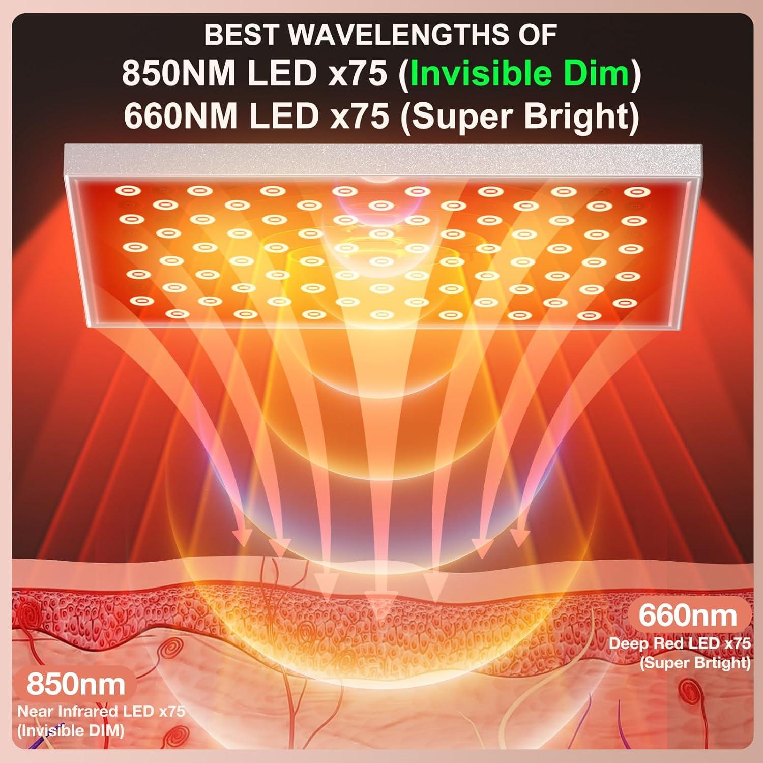 Lámpara de Terapia de Luz Roja Skylaxy 2 Paquetes 660nm 850nm