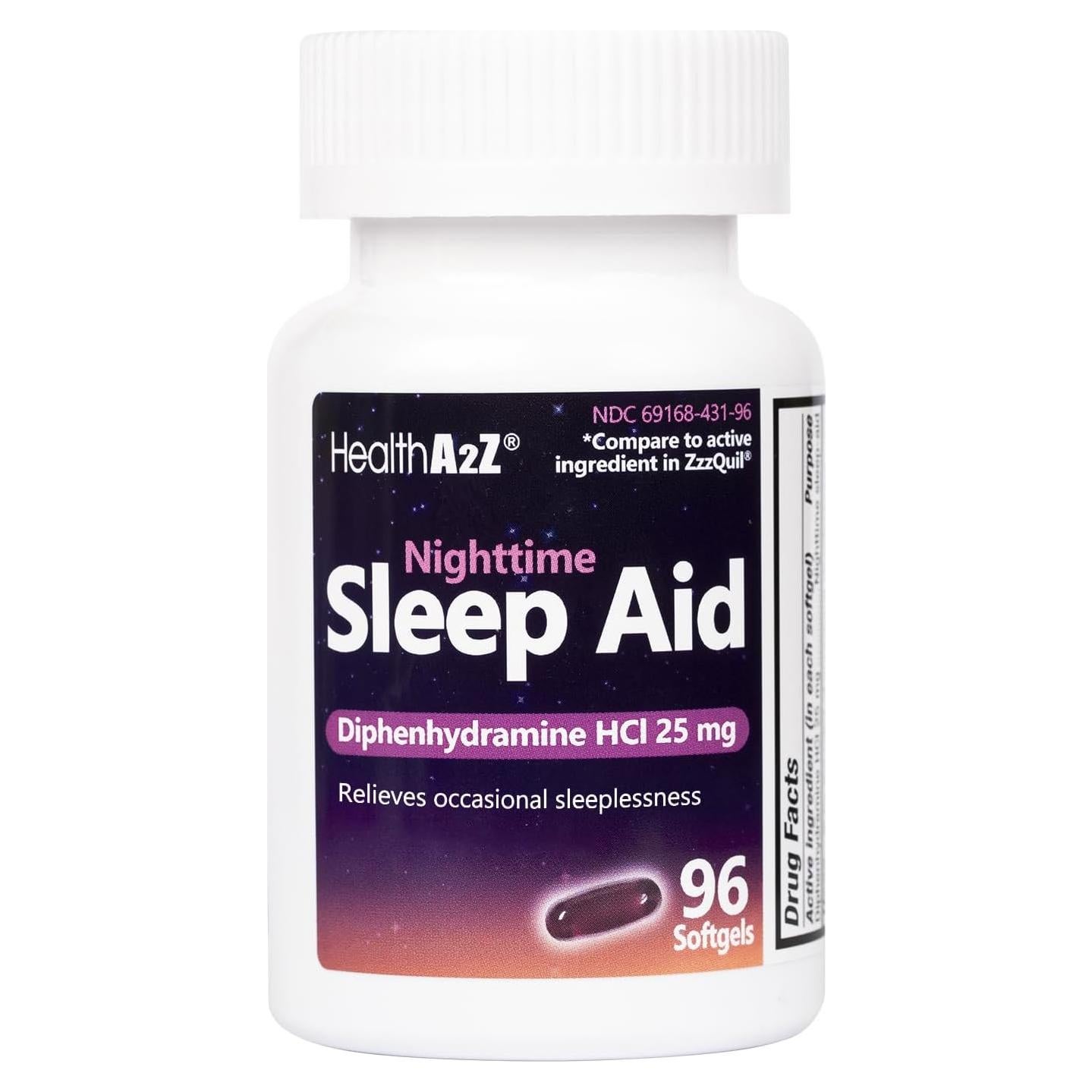 HealthA2Z Ayuda para Dormir 25mg Diphenhydramine 96 Cápsulas