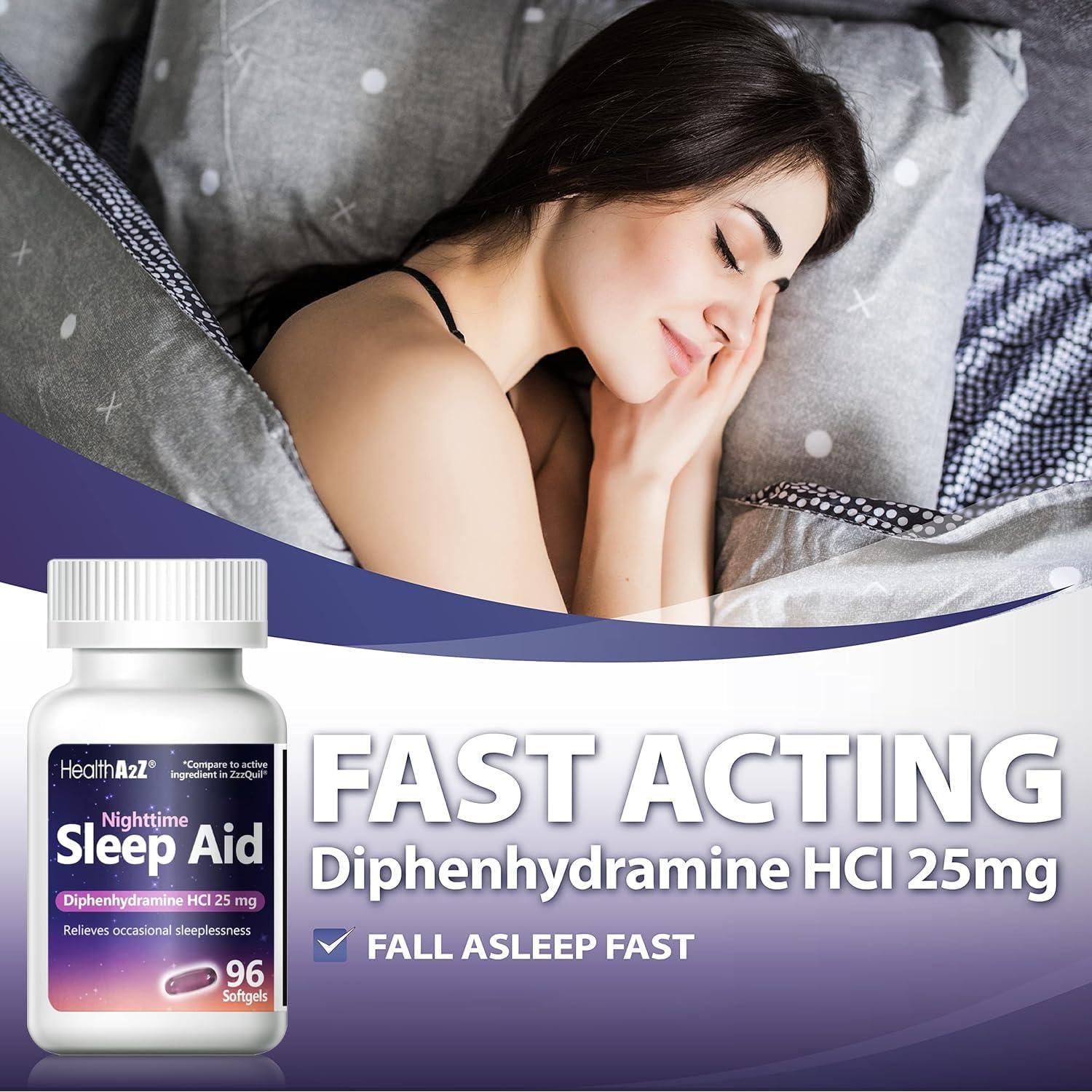 HealthA2Z Ayuda para Dormir 25mg Diphenhydramine 96 Cápsulas
