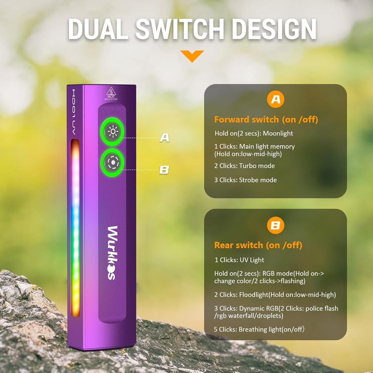 Linterna UV Wurkkos HD01 EDC Recargable 1200 Lúmenes