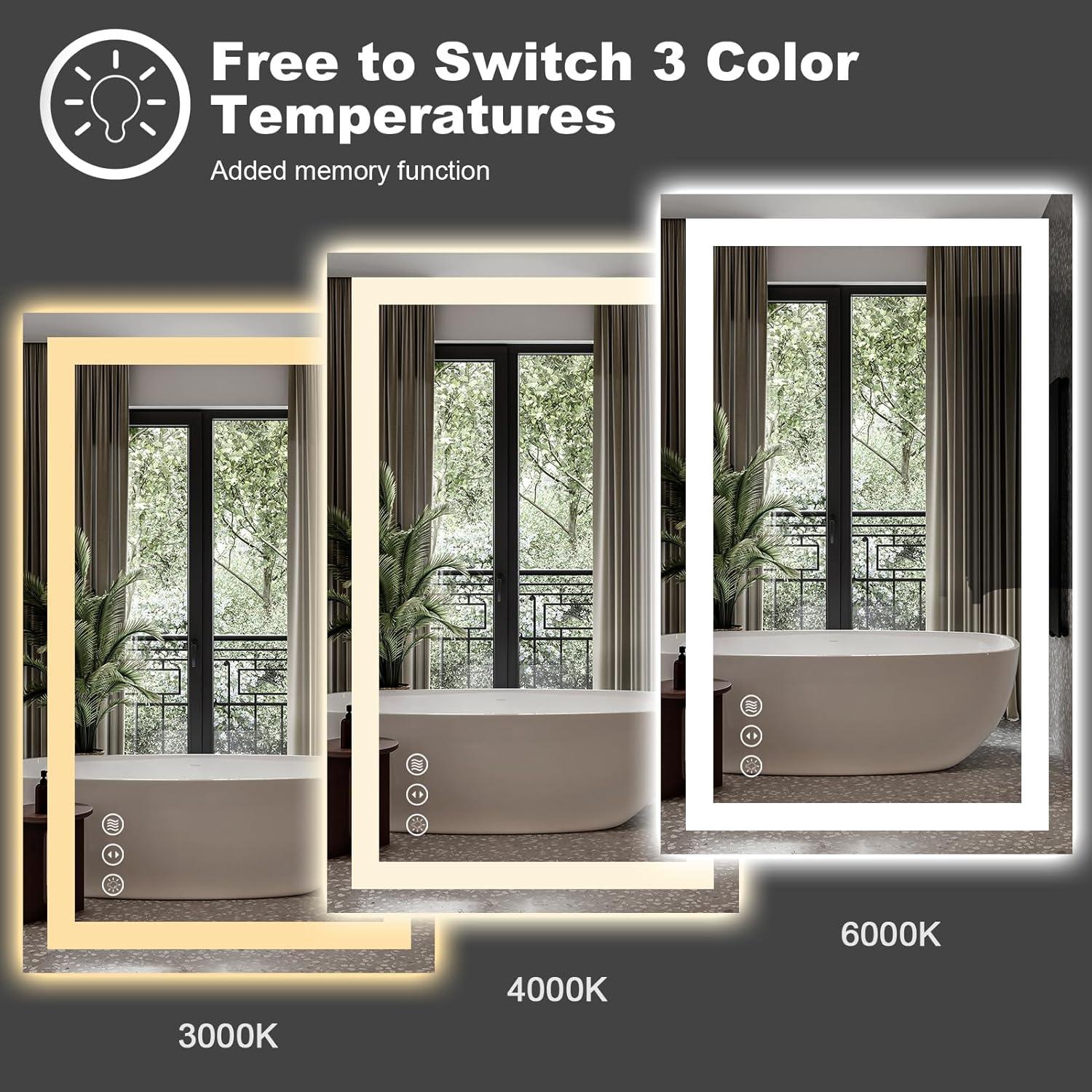 Espejo de Baño LED Amorho 71x50 cm Irrompible con Luz Táctil