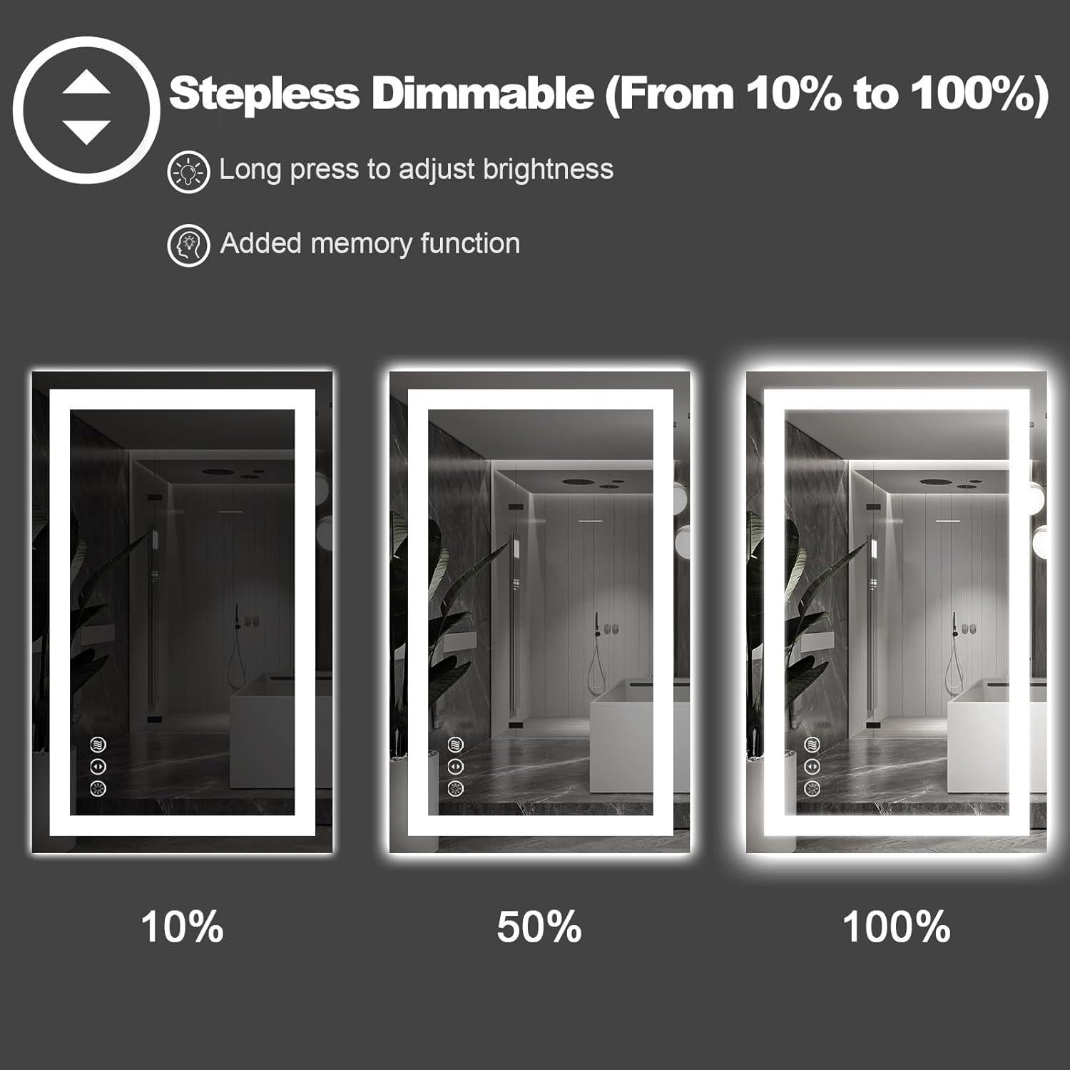 Espejo de Baño LED Amorho 71x50 cm Irrompible con Luz Táctil