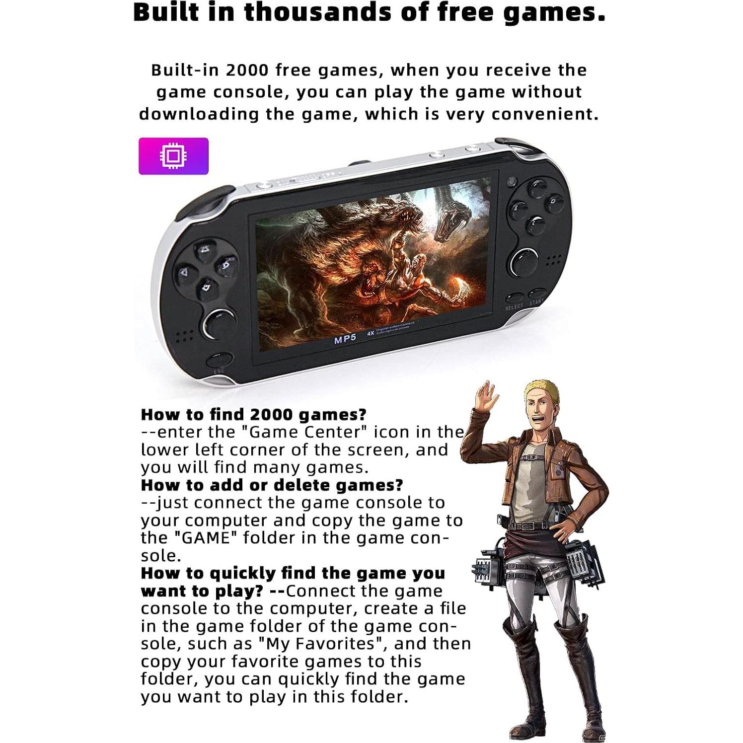 Consola de Juego Portátil CZT 4.3" LCD 8GB 2200 Juegos Retro