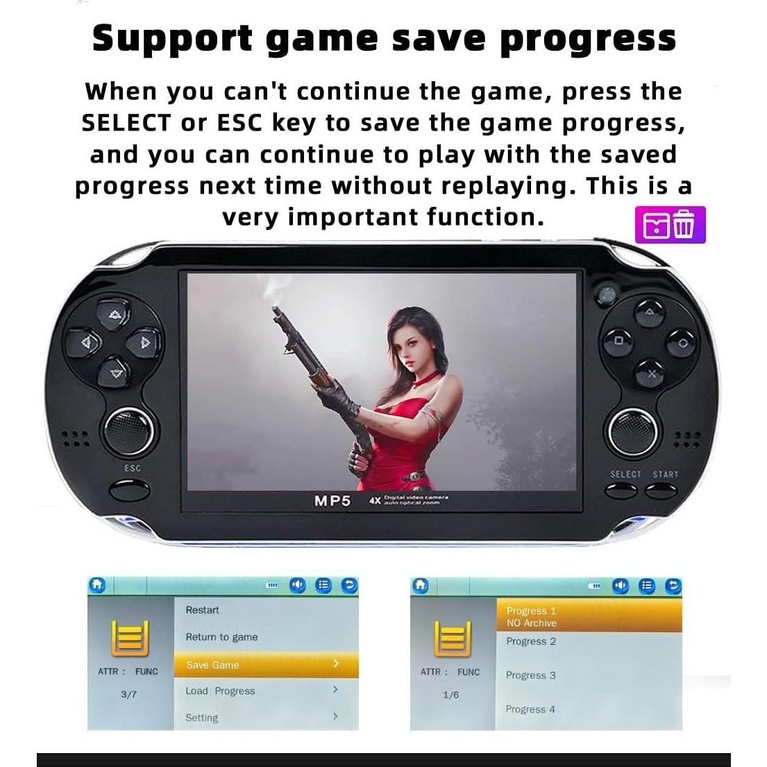 Consola de Juego Portátil CZT 4.3" LCD 8GB 2200 Juegos Retro