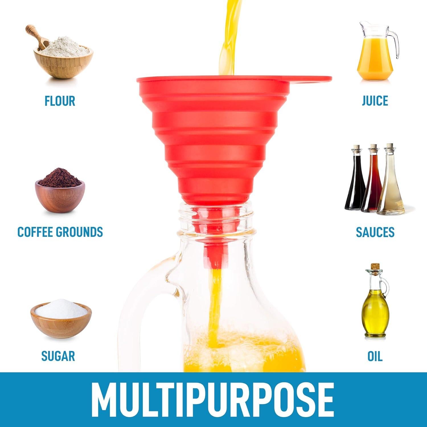 Juego de 4 Embudos de Silicona Colapsables Zulay - Flexibles y Plegables