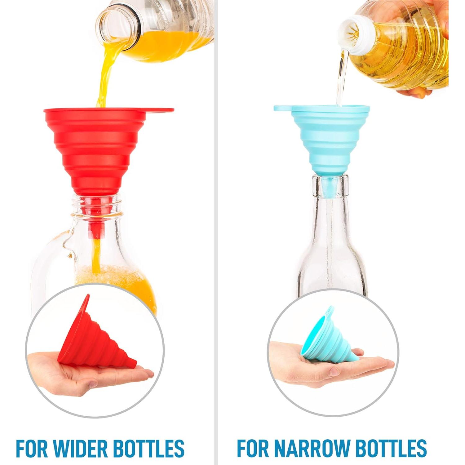 Juego de 4 Embudos de Silicona Colapsables Zulay - Flexibles y Plegables